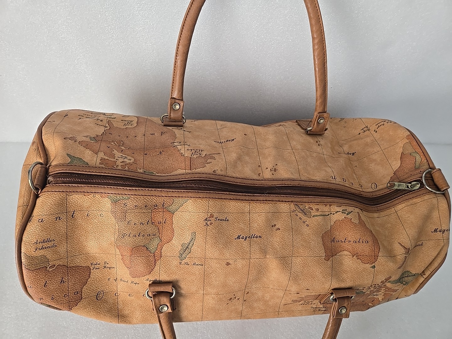 Vintage Magellan World Map Duffel Bag Weekender Carry-On 1990s