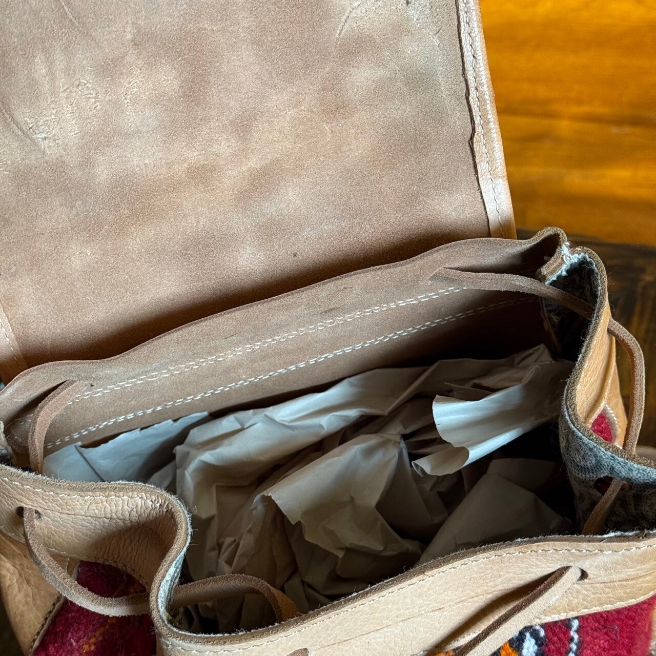 Leather and Carpet Rucksack Backpack from Marrakech Morocco