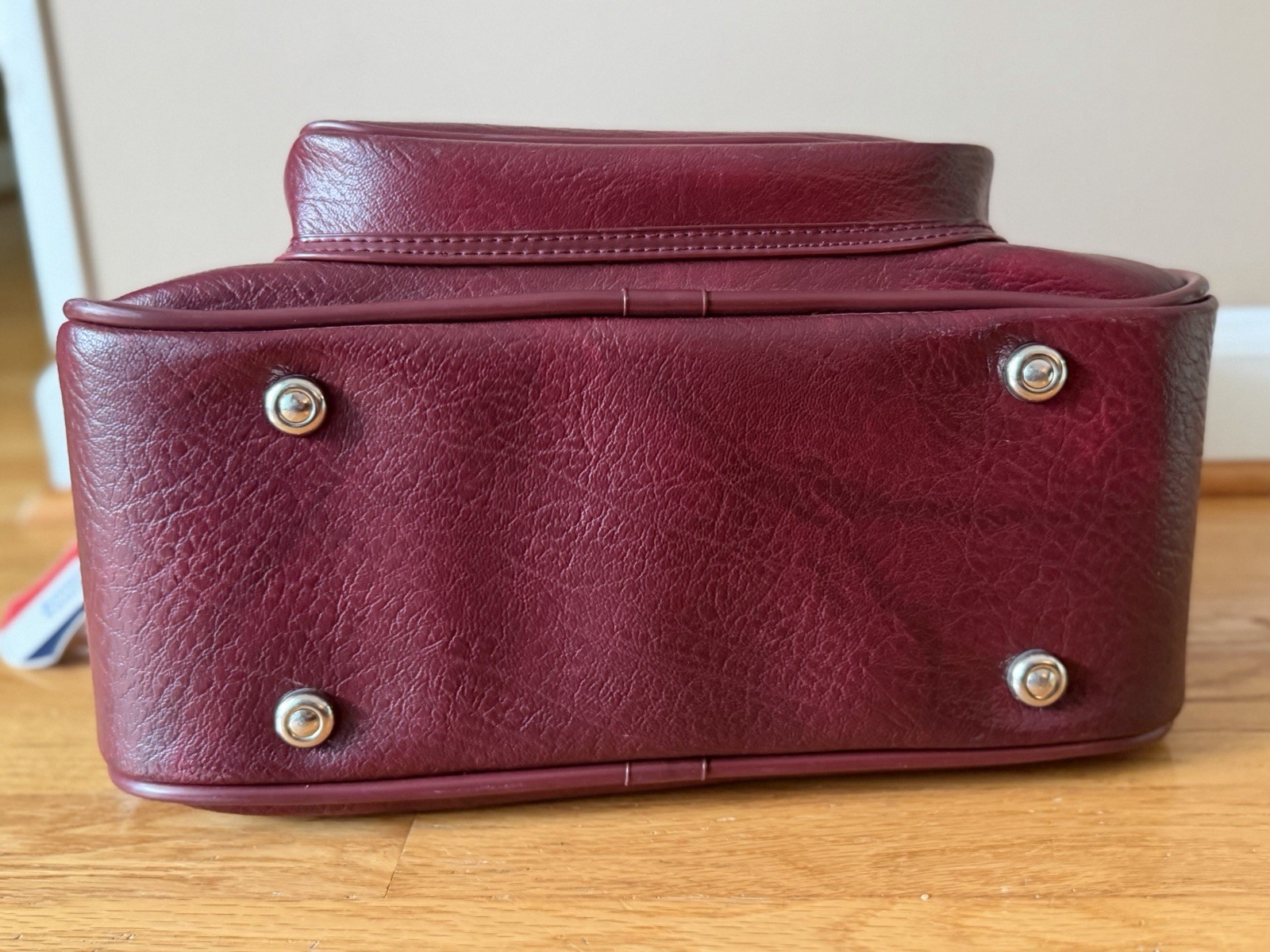Vintage American Tourister Burgundy Faux Leather Shoulder Bag 14”x11”x6”