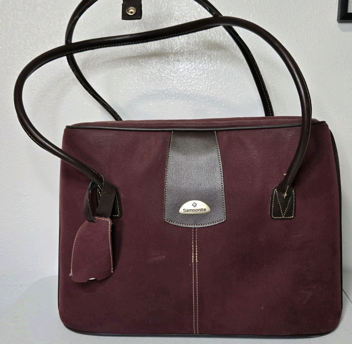Vintage Samsonite Burgundy Carry On Bag Luggage Tote Full Zip Pockets