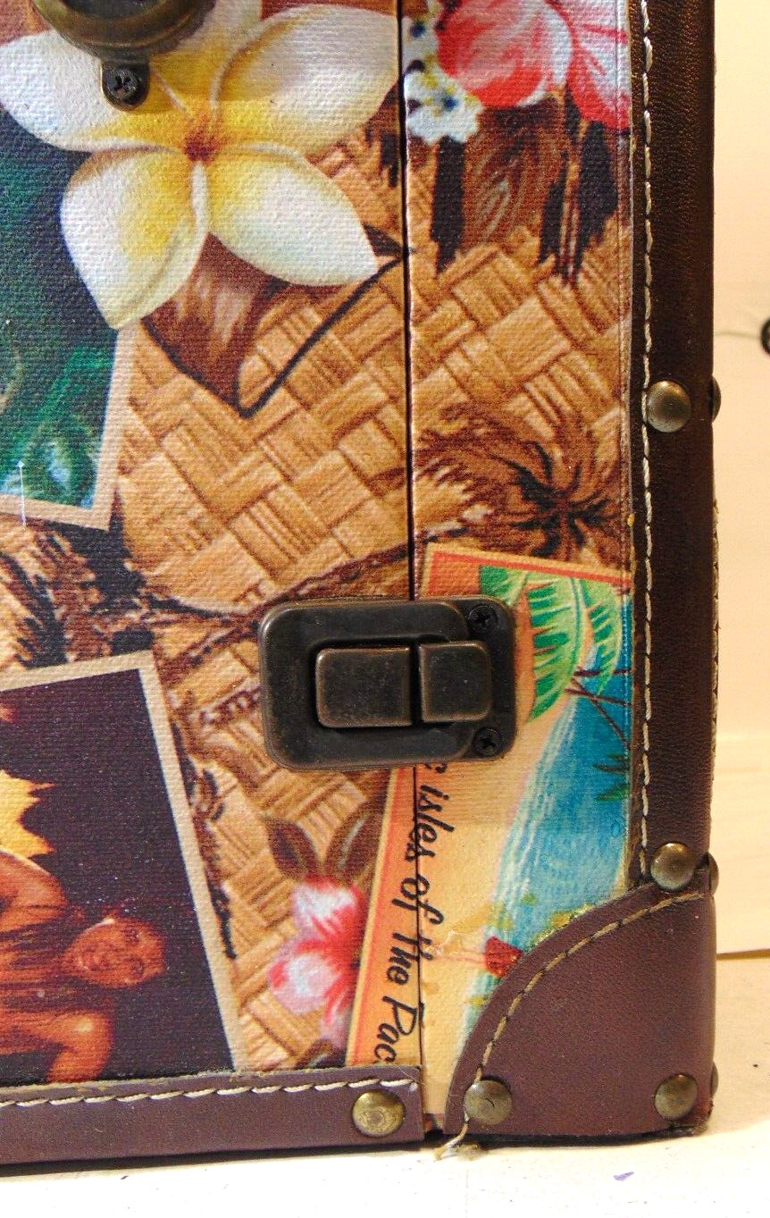 Tropical Island Luggage Theme Hawaii Travel Suitcase Vintage Waikiki Rainbow