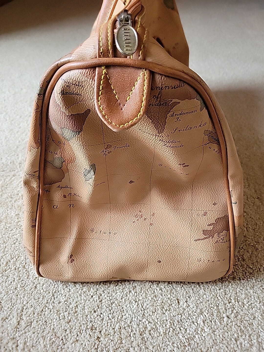 Vtg Gitano World Map Duffel/Travel/Carry-On Bag W Gitano Luggage Tag