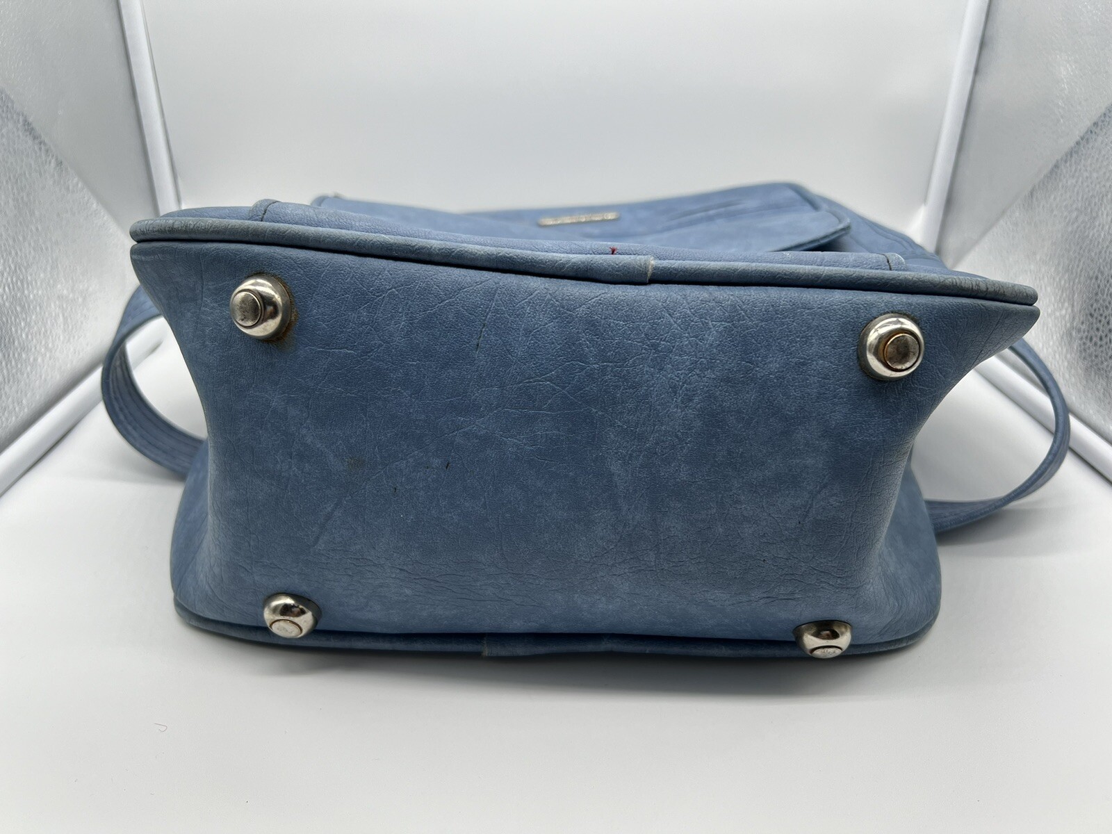 Vintage Samsonite Luggage Shoulder Bag Carry On Blue Purse Diaper Travel Zip