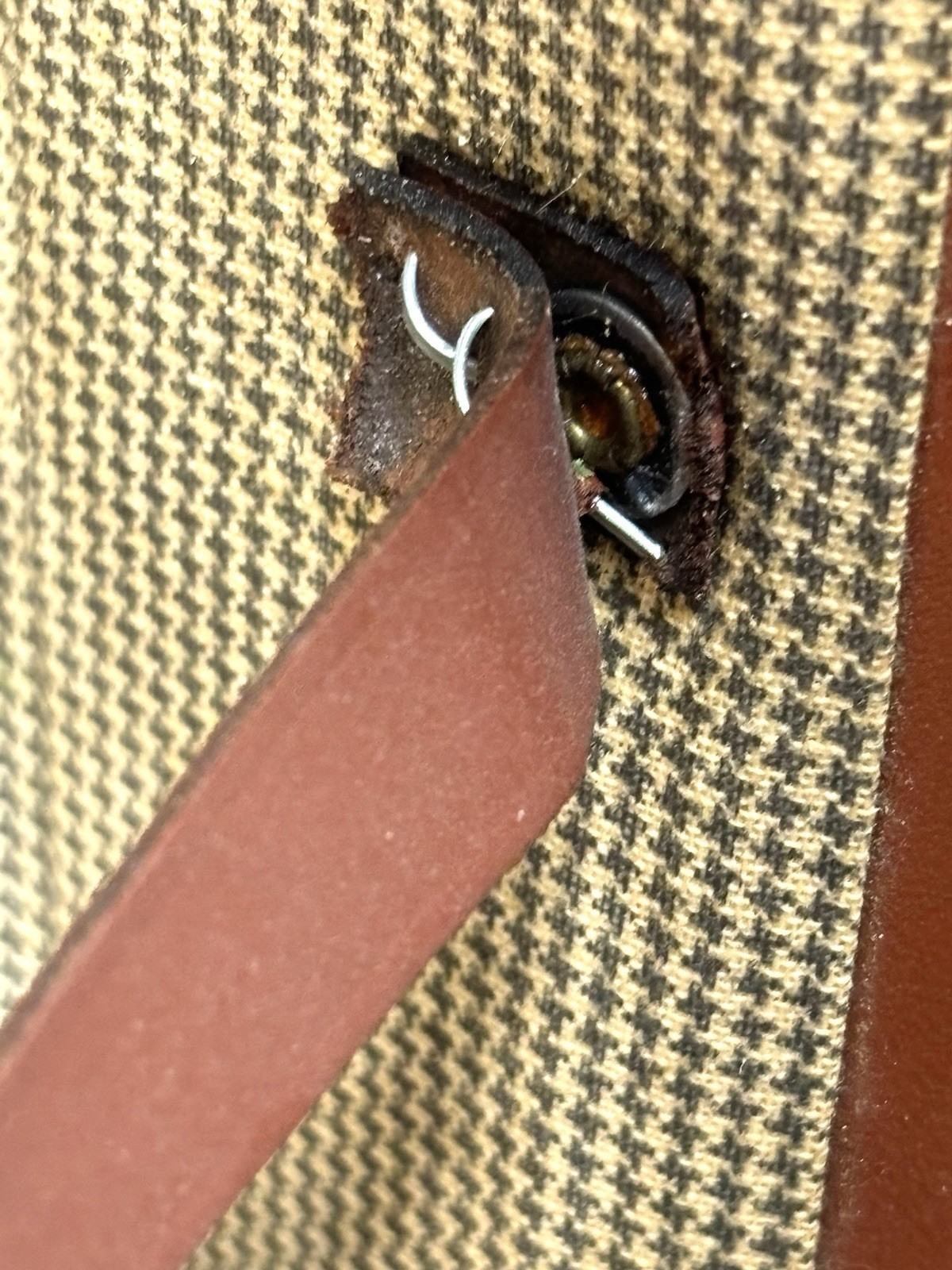 Vintage Brown Leather Luggage Briefcase Rigid Train Case Hard Shell