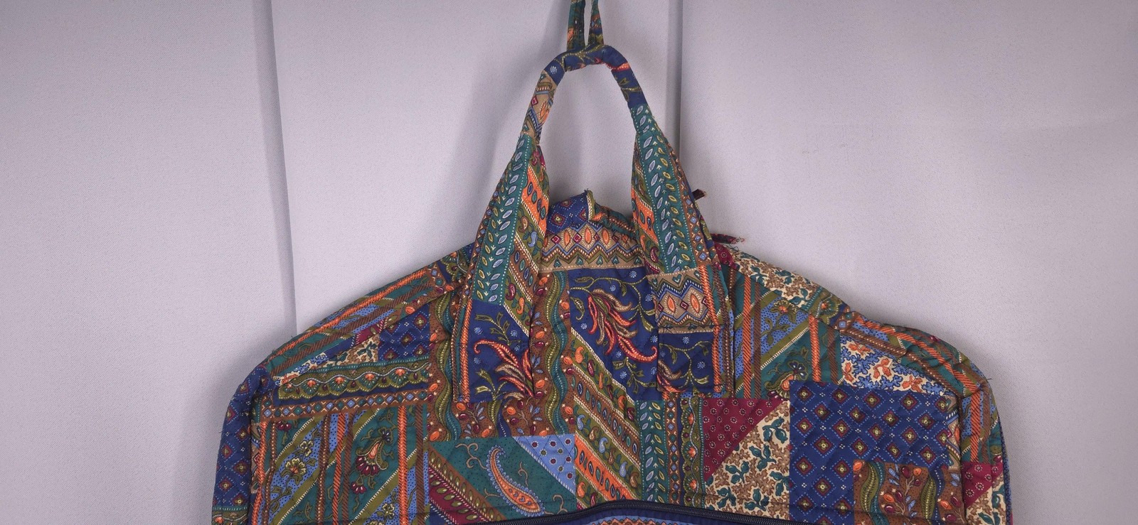 Vtg Vera Bradley Garment Bag Quilted Cotton Patchwork Travel Luggage USA 47×24