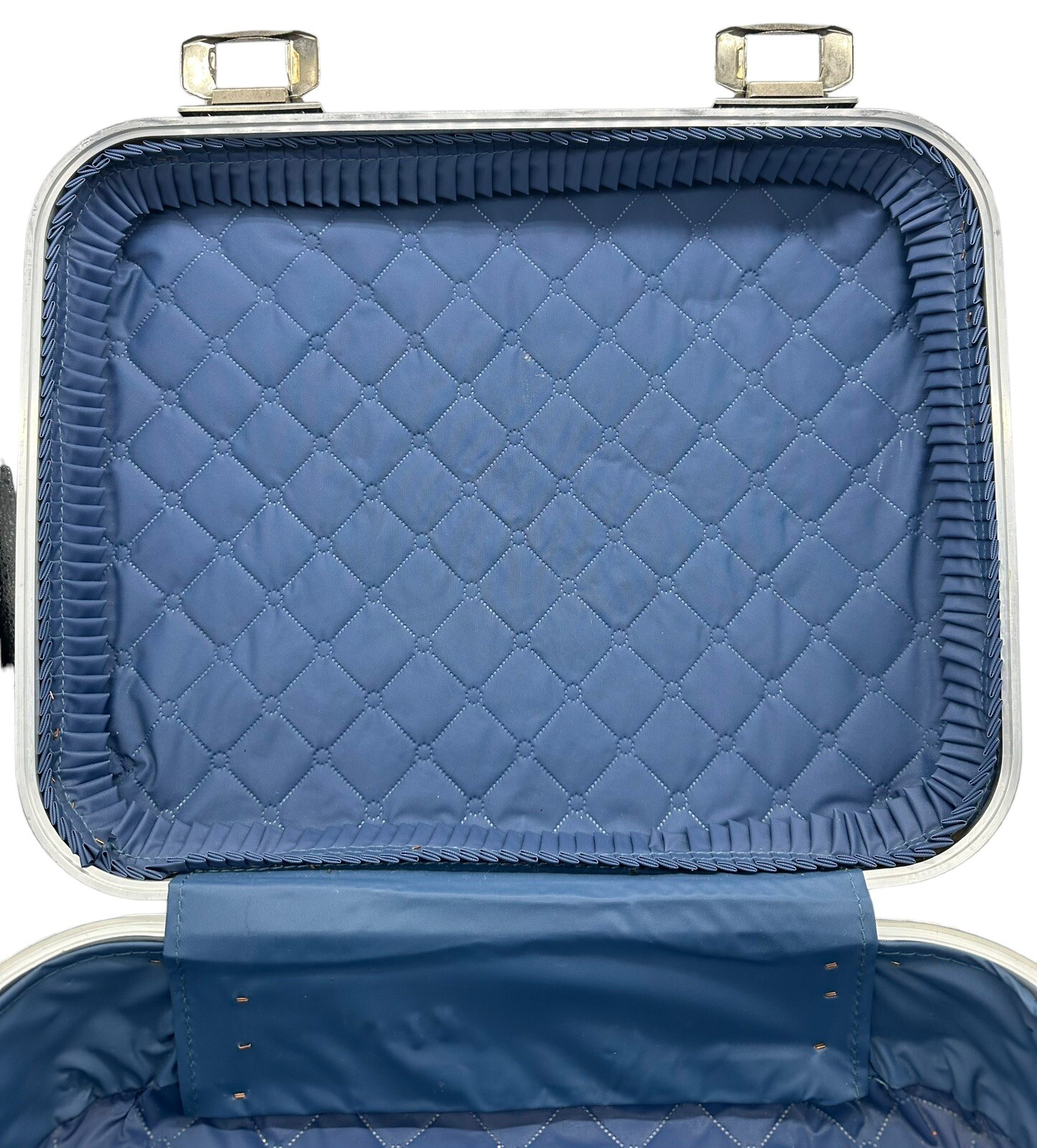 Vintage Blue Go Go Child’s Suitcase Hardside Going to Grandmas Rainbow Pencil