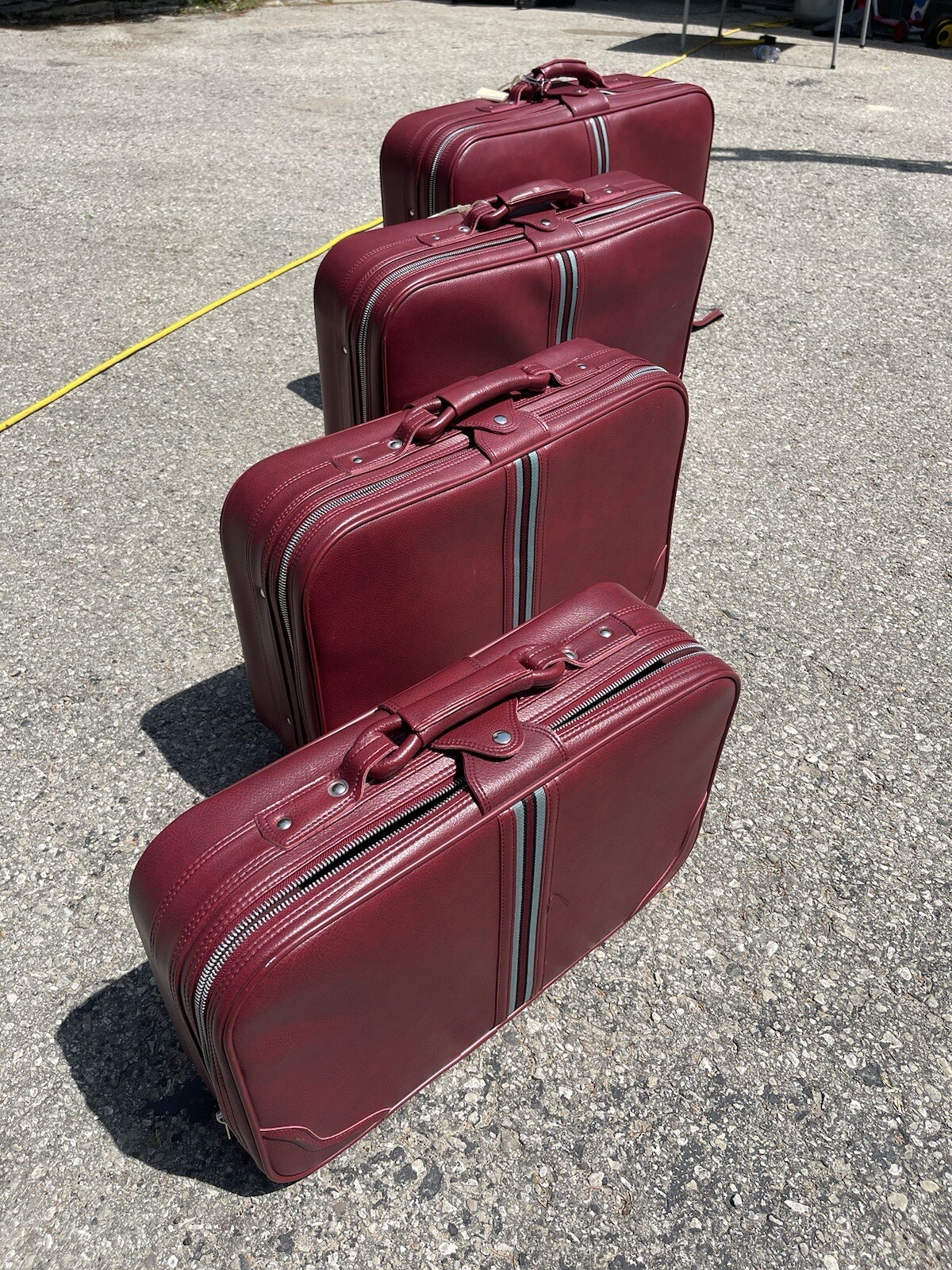 Vintage Maroon Red Luggage 4 piece Set Nesting Suitcases Wow Korea Very Nice