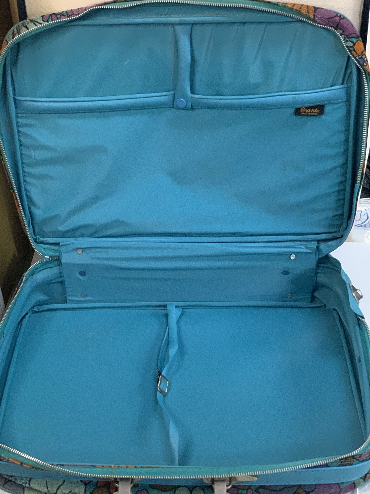 Vintage Grants Retro 60s 70s Floral Flower Suitcase Travel Bag Canvas Case