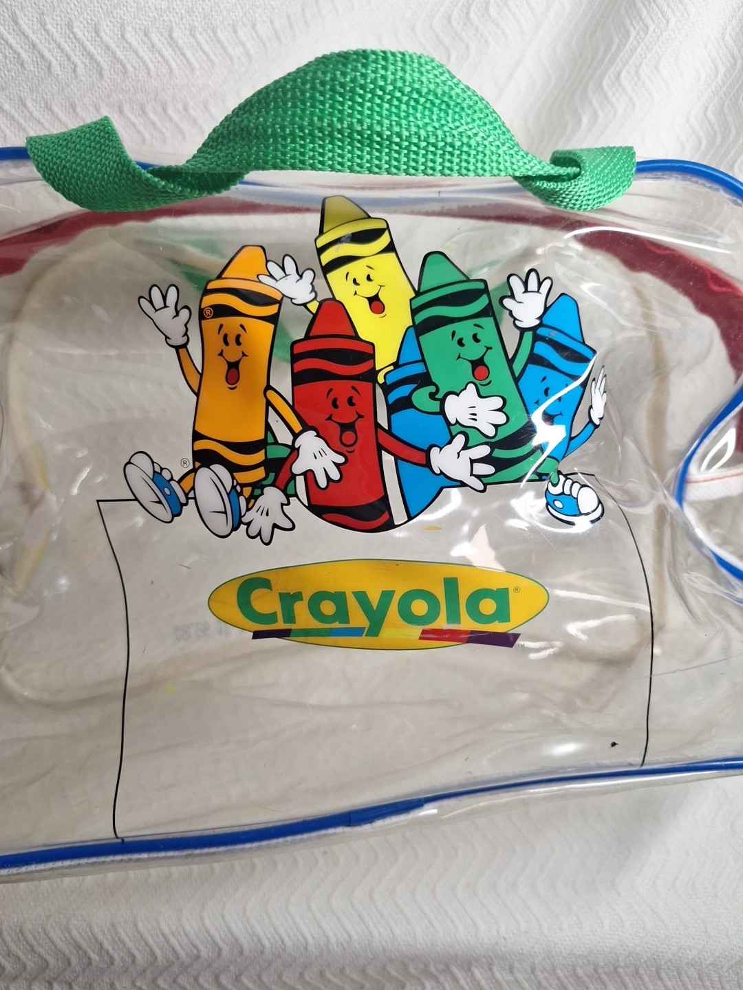 VTG Clear See Through Crayola Crayon Duffle Bag Tote Luggage Carry On 1990s E6