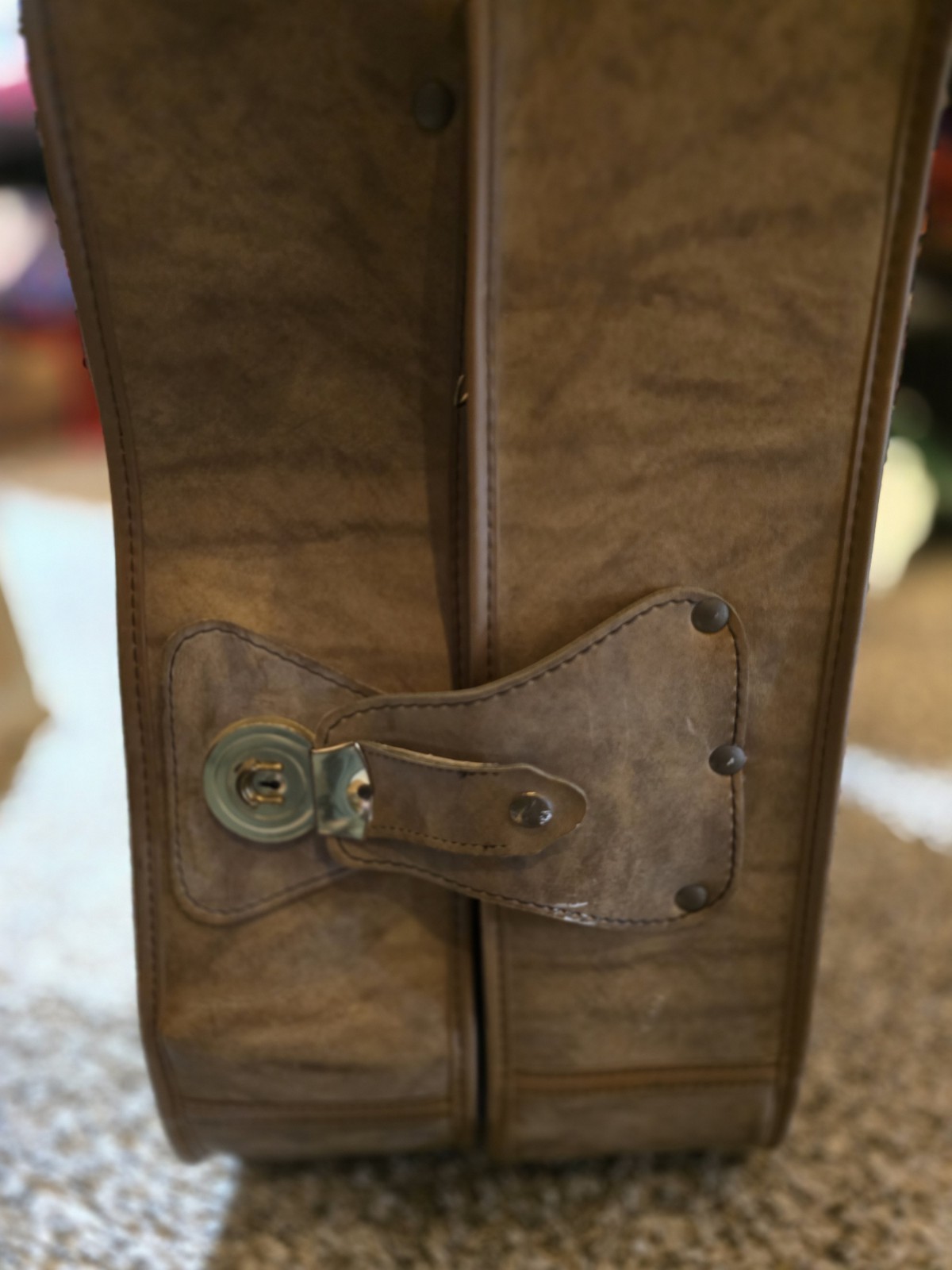 Vintage 70s Verdi Leather Tweed Luggage Brown Excellent Condition