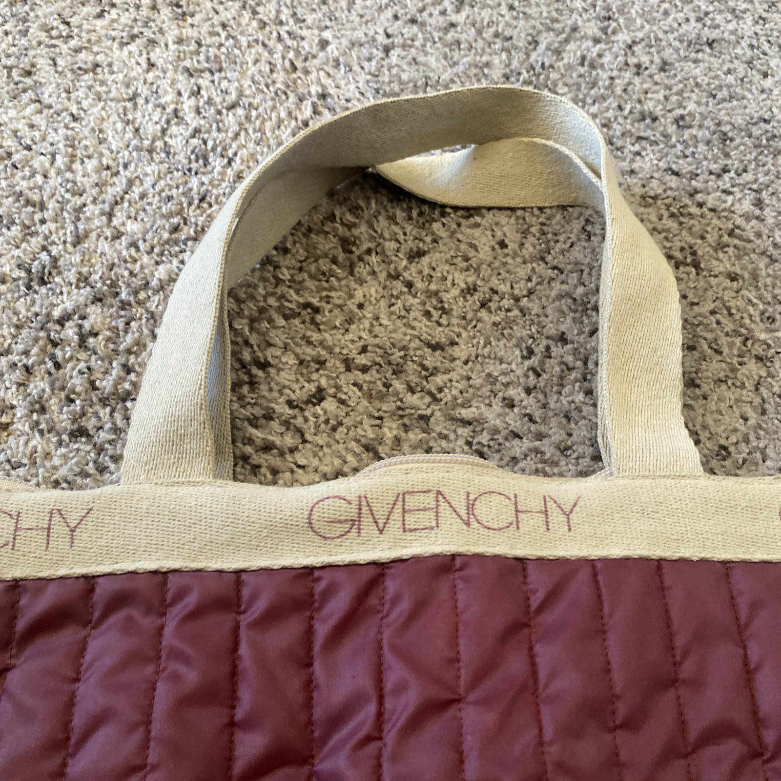 70s-80s Burgundy Givenchy Nylon Travel Garment Bag Vintage Designer