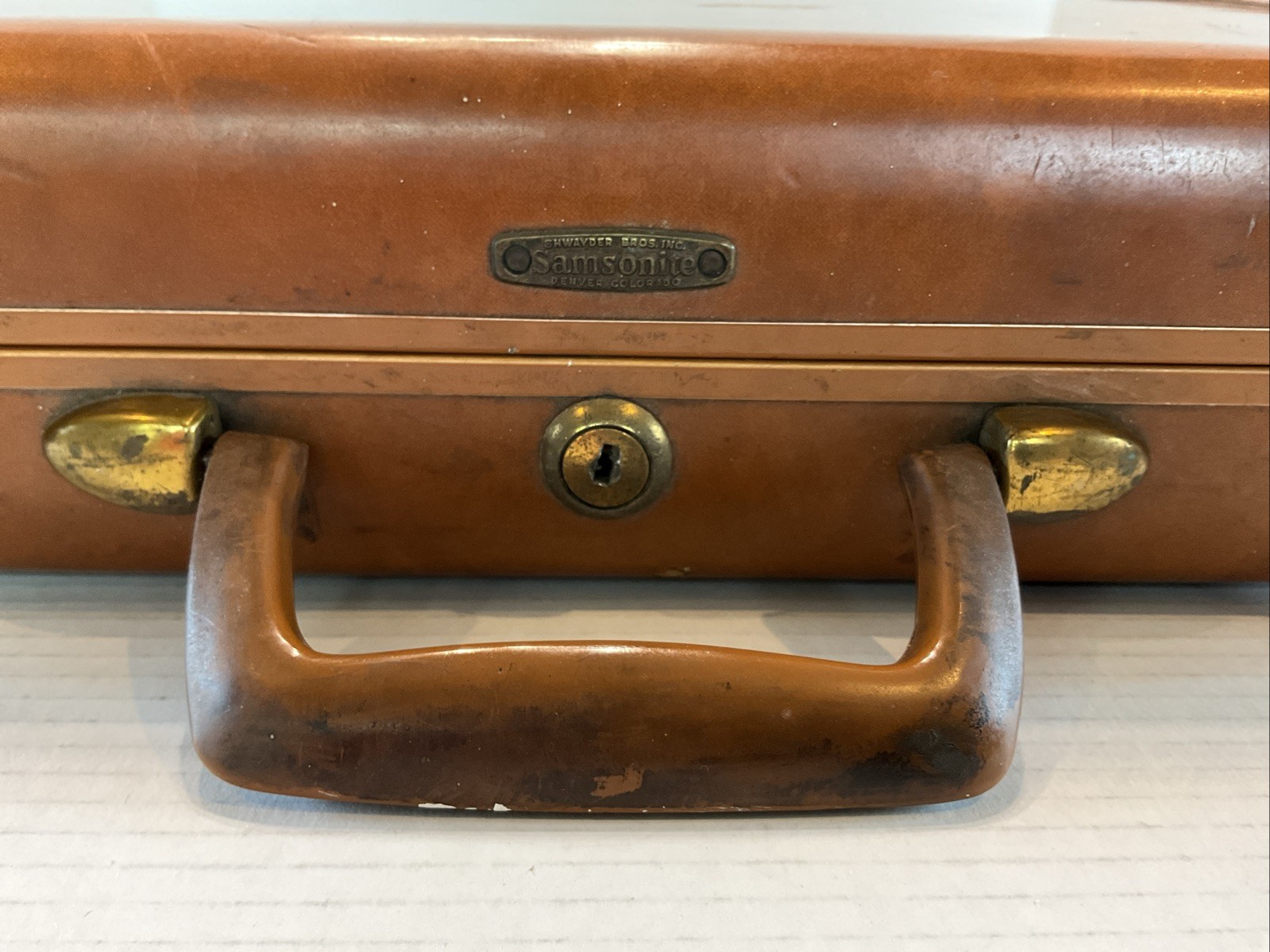 Vintage Samsonite Shwayder Bros Hardshell Brown Leather Briefcase 4615 No Key
