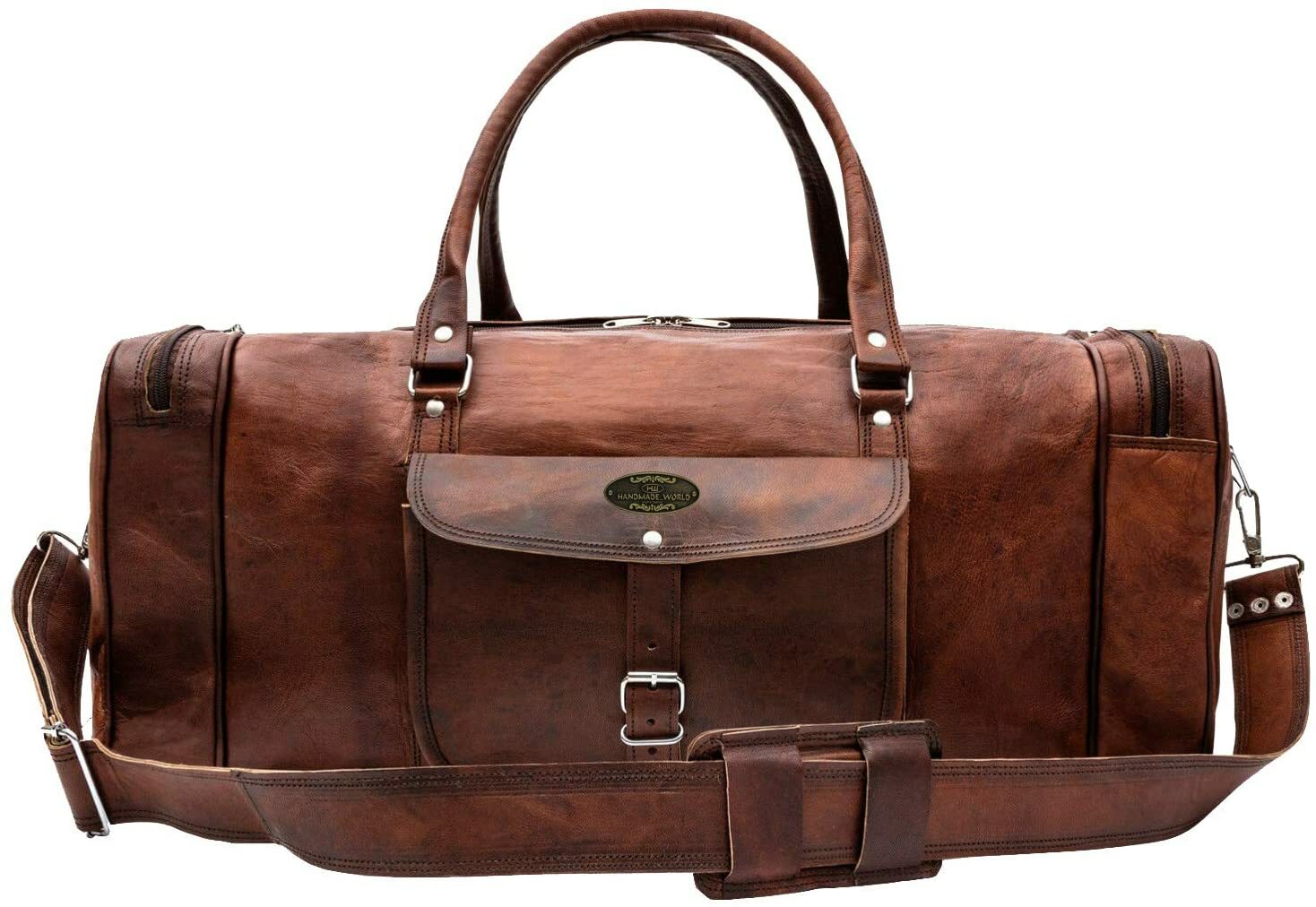 High Quality Leather Duffle Travel Bag Men Luggage Gym Vintage Weekend Overnight
