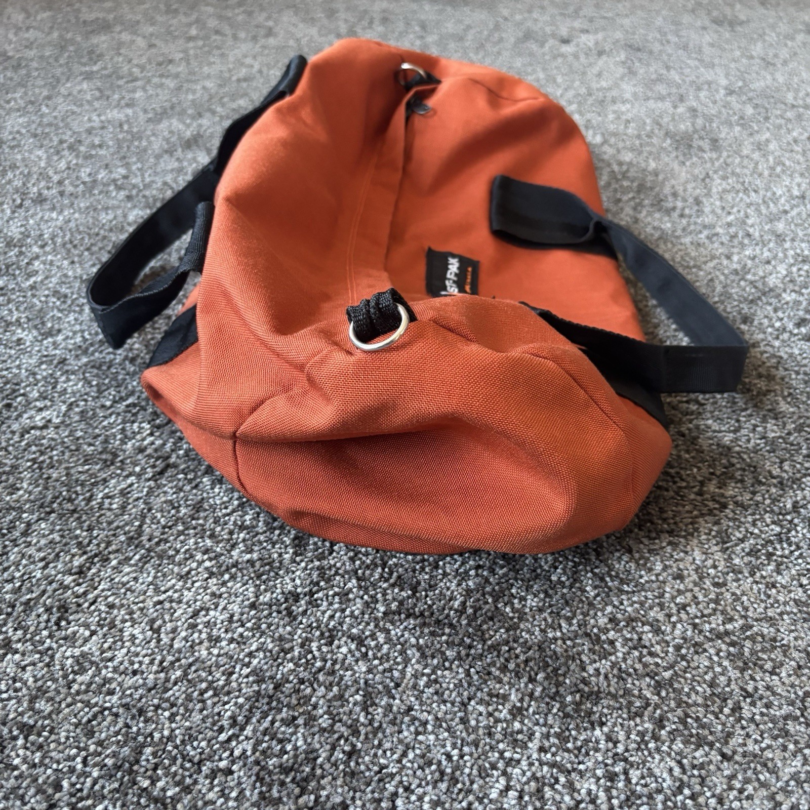 Vintage Eastpak Duffle Bag Orange Canvas USA Gym Travel Carry-on Luggage Retro