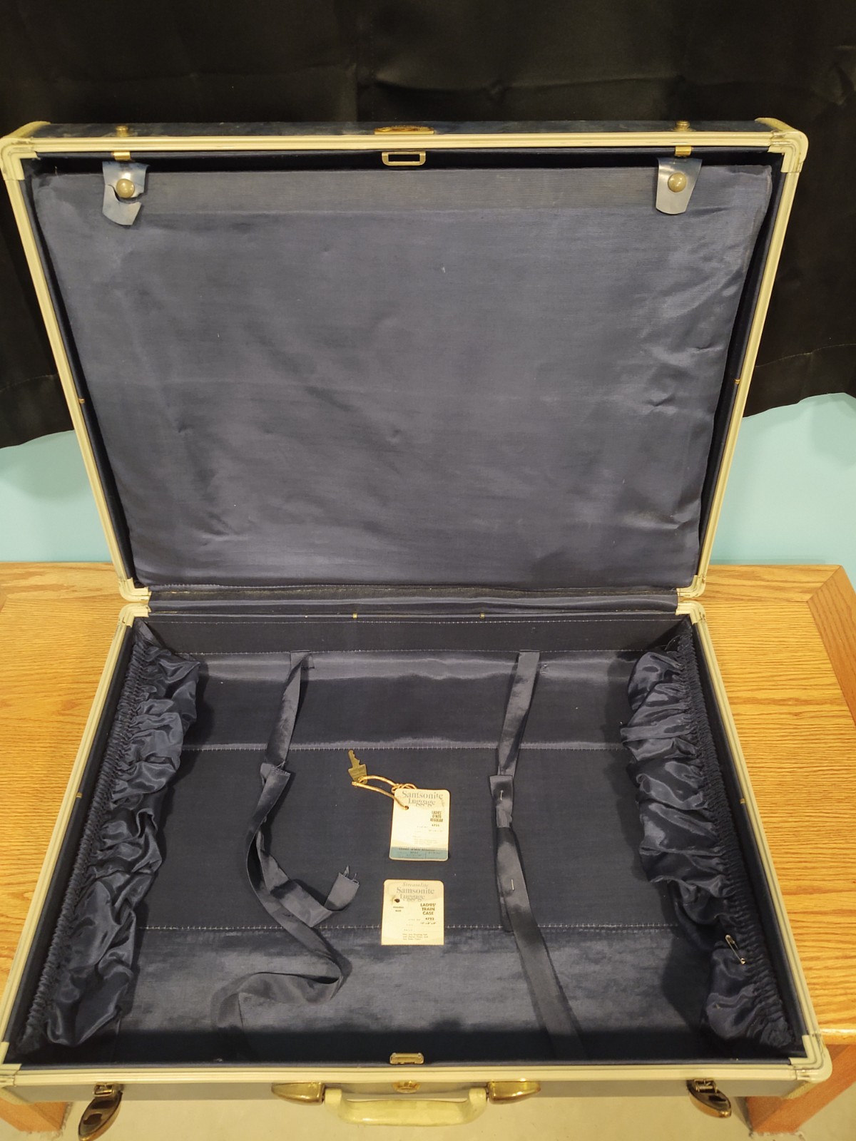 Vintage 1950’s SAMSONITE Shwayder Bros Luggage 3 Pc Set Suitcases Marble Blue