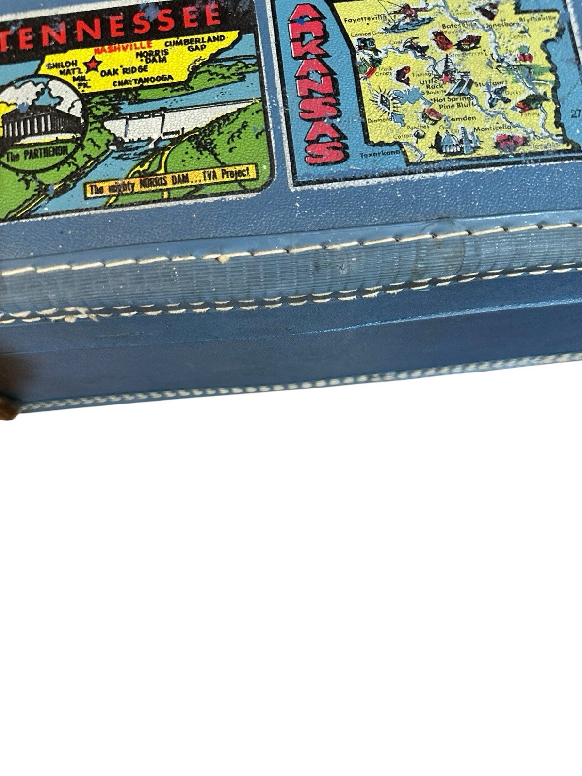 INCREDIBLE Vintage MCM Small Suitcase With Old Travel Stickers – 21” x 6” x 14”