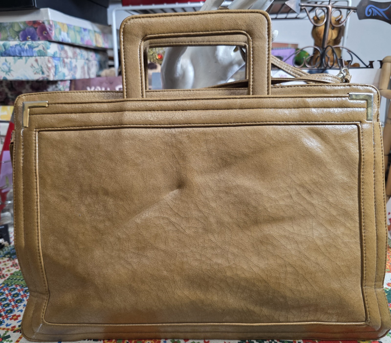 Vintage Brown Leather Briefcase 14 ×10 Needs Conditioned Adjustable Handles