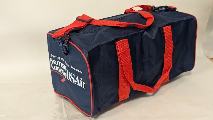 NEW but Vintage Y2k 2000 British Airways Airline Airplane DUFFEL Weekender Bag