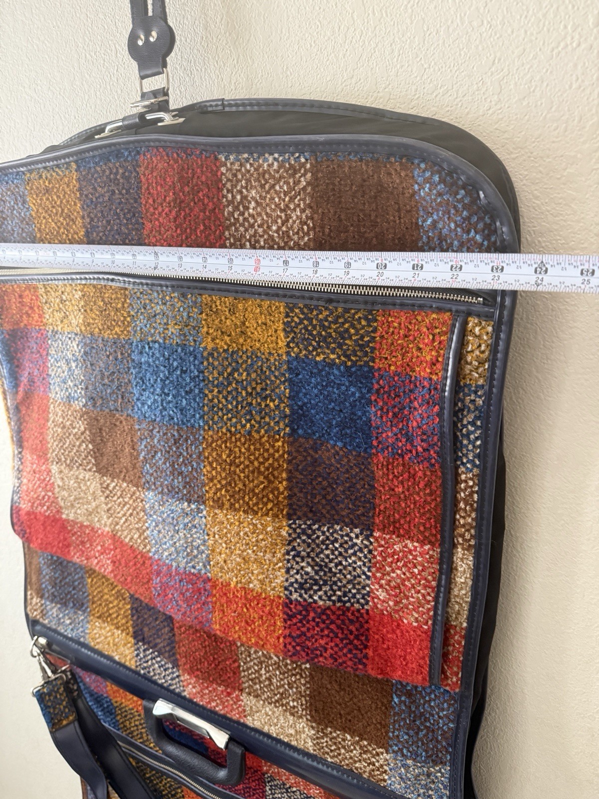 VINTAGE RARE* Skyway Luggage Plaid Rainbow Retro Tweed Garment Bag