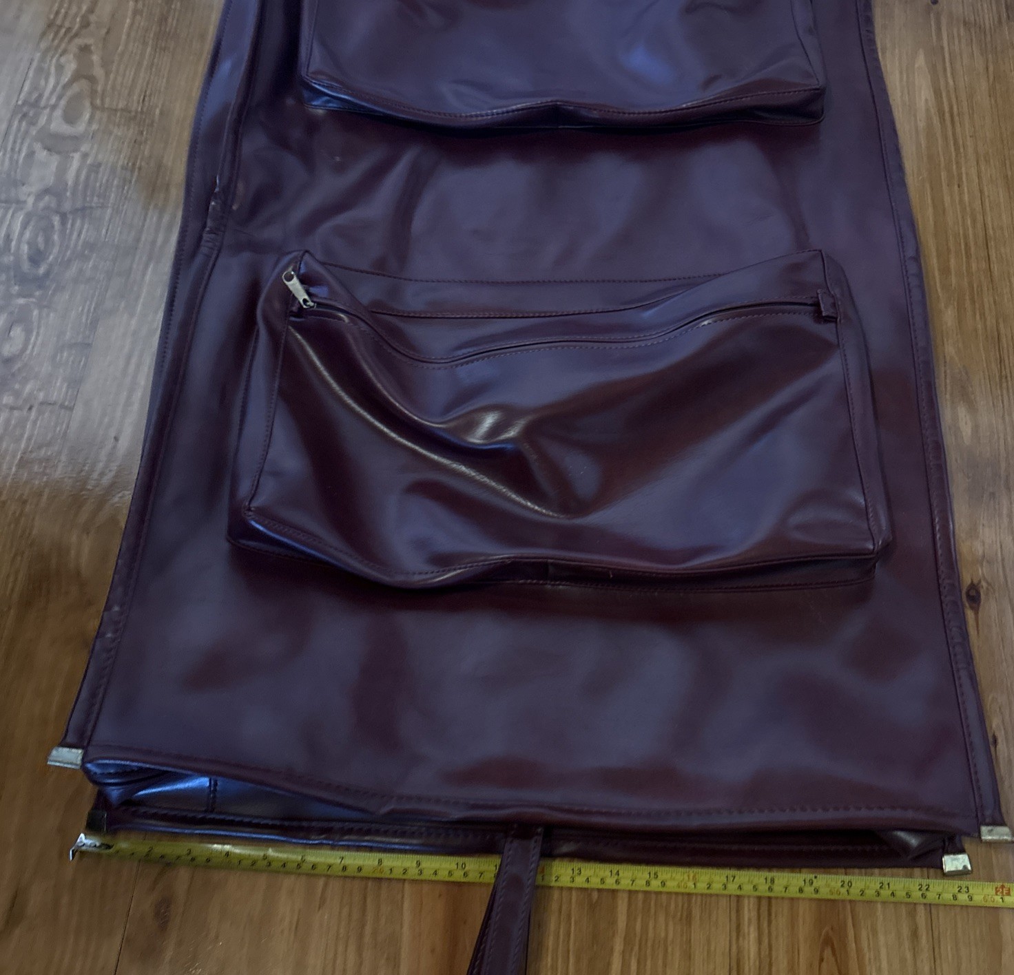 Lot Set FS Vintage Luggage Suit Carrier and Travel On Bag Red Maroon