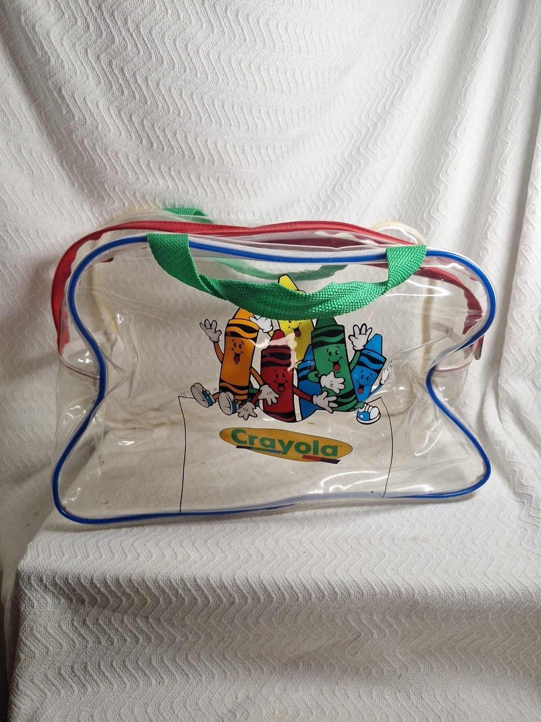 VTG Clear See Through Crayola Crayon Duffle Bag Tote Luggage Carry On 1990s E6