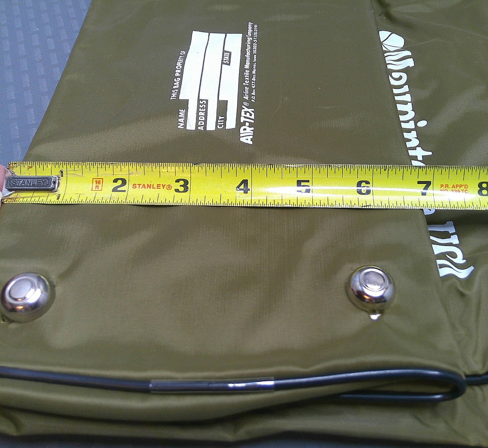 Vintage Maupintour USA Air-Tex Travel Bag Khaki Green Straps Zippered 14x13x7