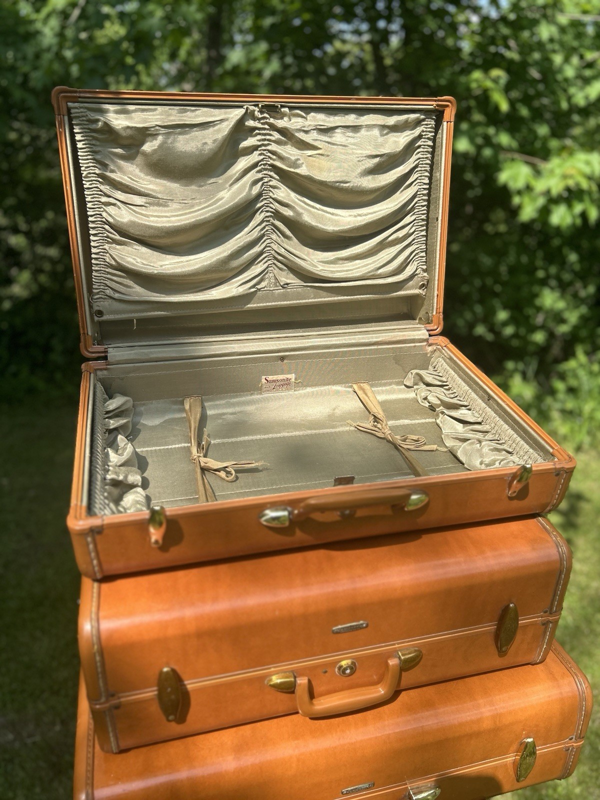GORGEOUS VINTAGE SAMSONITE! Hardside Luggage Set-3 Camel Color By SHWAYDER BROS
