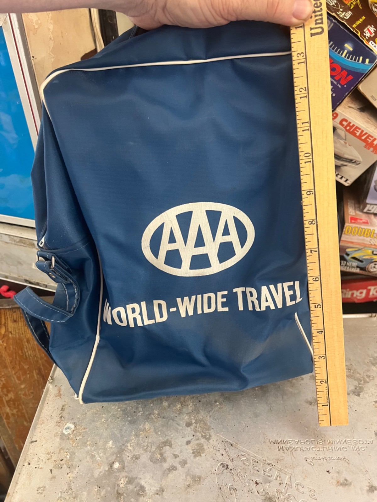 AAA Travel Bag Airport Blue Tote World Wide Vintage Triple A Baggage