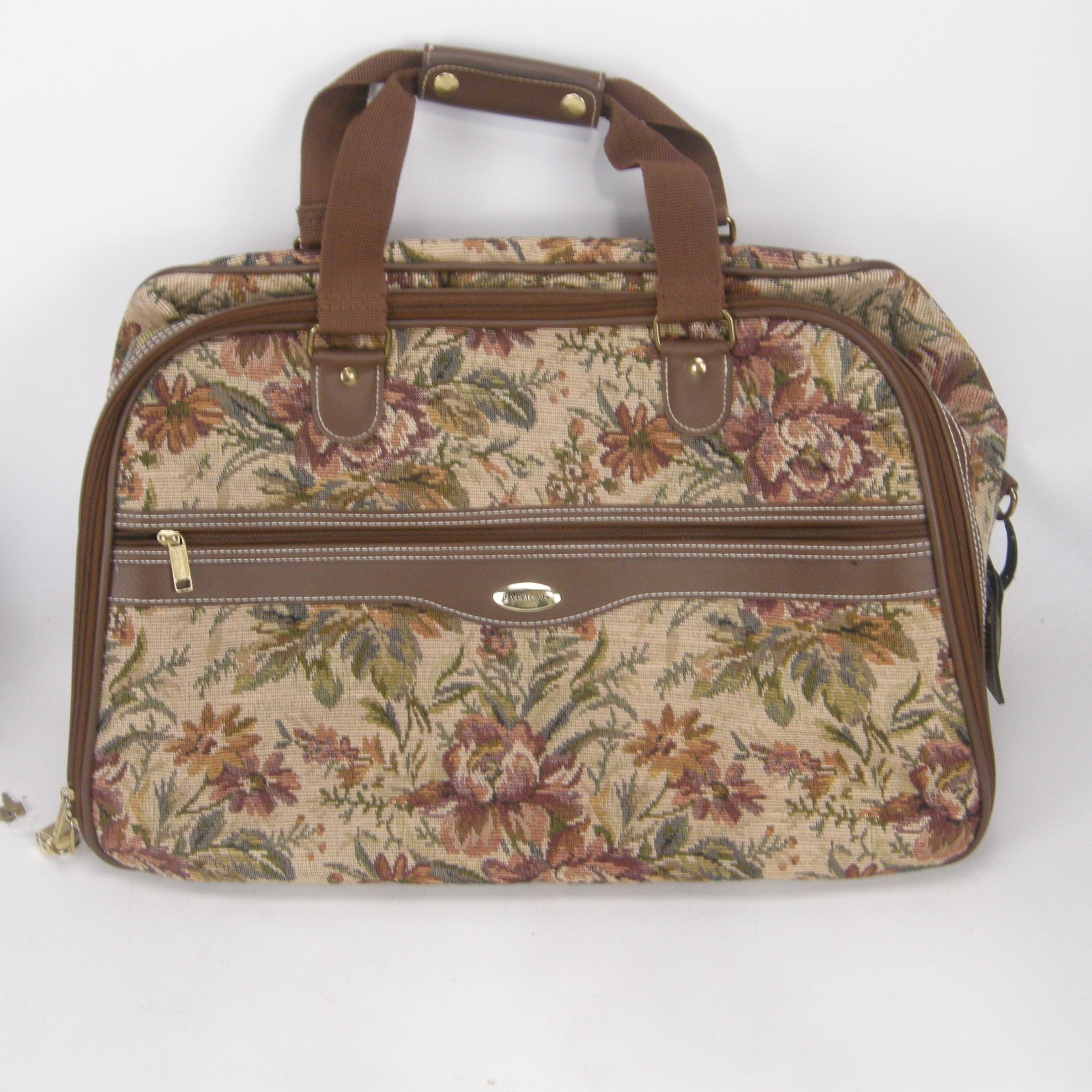 Jaguar Luggage Floral Tapestry 2 Piece Luggage Set Weekender Carry On EUC