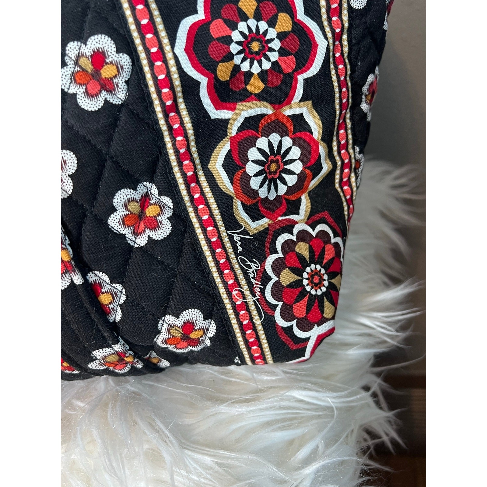 Vera Bradley Pirouette Ribbons Extra Large Bag Duffle Red Black Vtg XL Retired