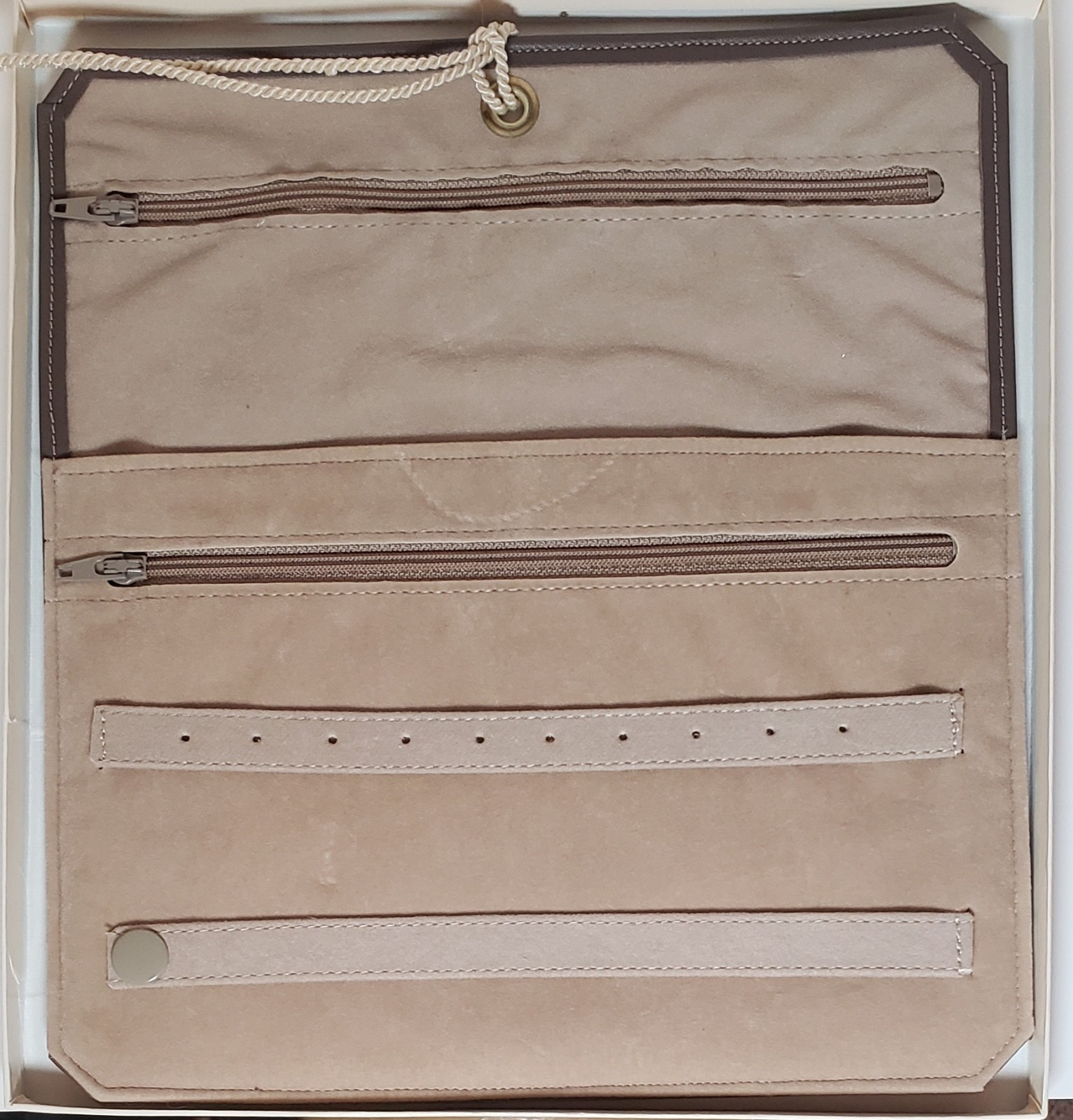 Vintage Amity Cowhide Tan Jewelry Roll Embossed Harley Davidson Logo New in Box
