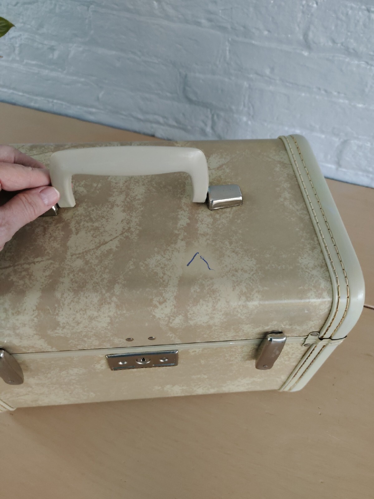 Vtg Shwayder Bros/Samsonite Train Case Beige Tan Luggage Royal Traveller Neutral