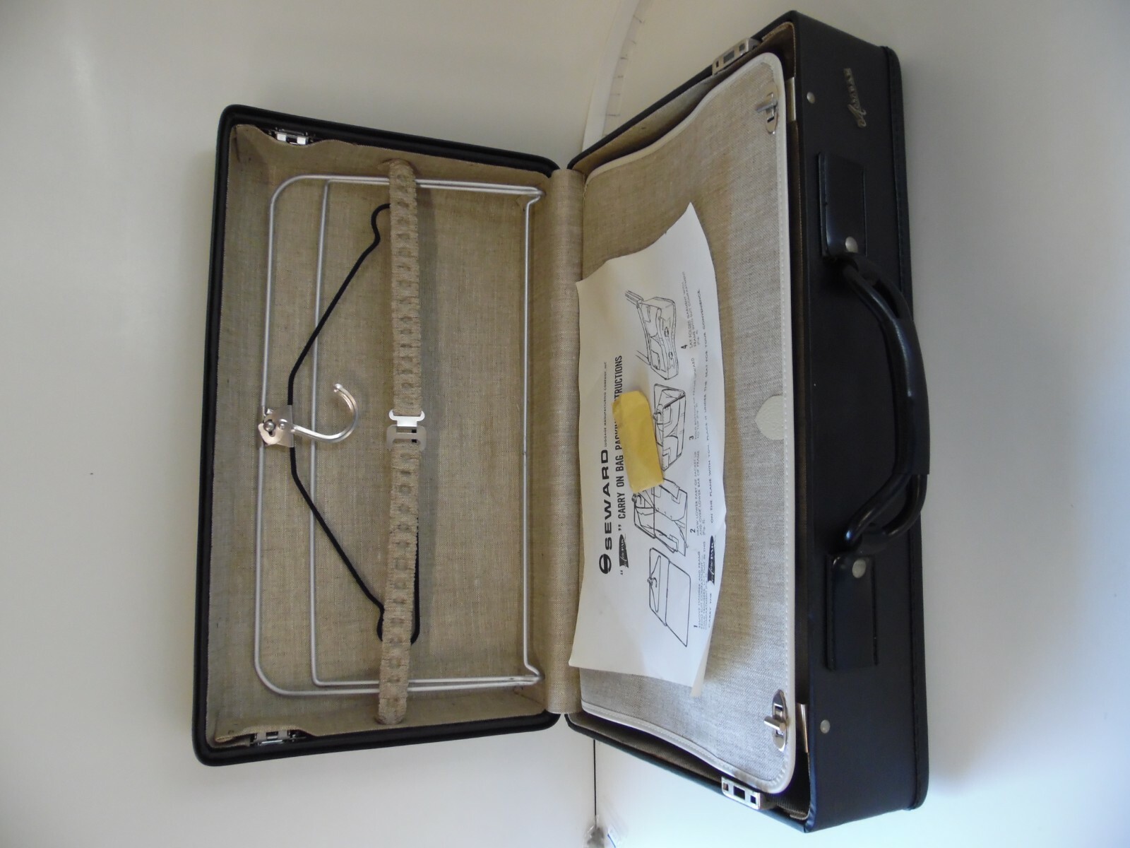 vintage aero-pak suitcase antique lined with info and key