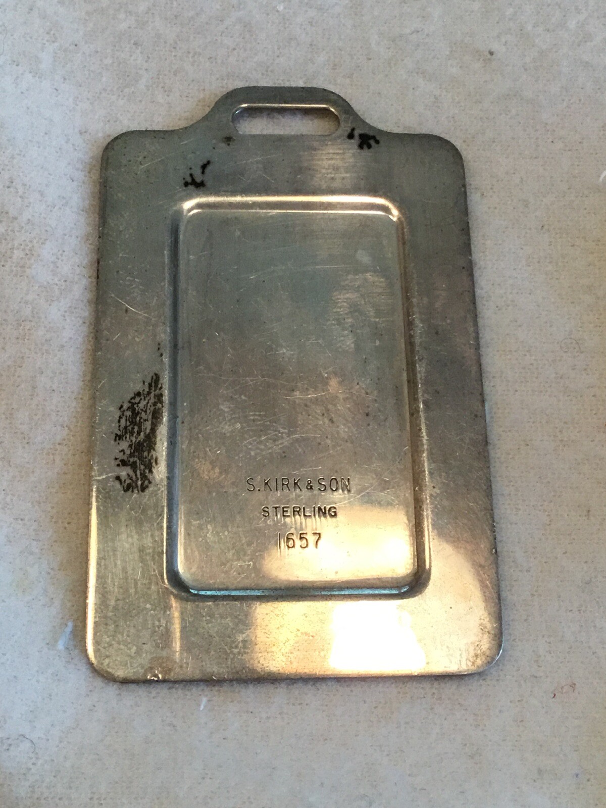 STERLING Silver SUITCASE Design LUGGAGE TAG S.Kirk & Son Baltimore