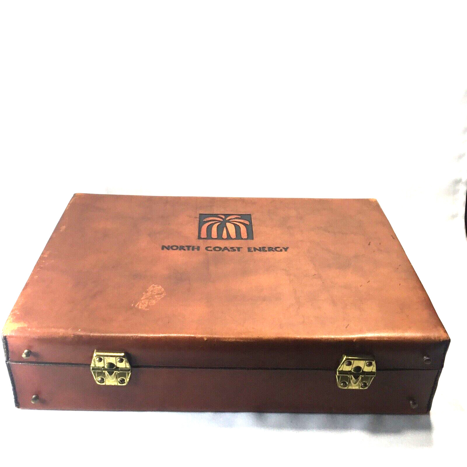 Vintage Genuine top Grain Leather Brief case Brown Cowhide Hard