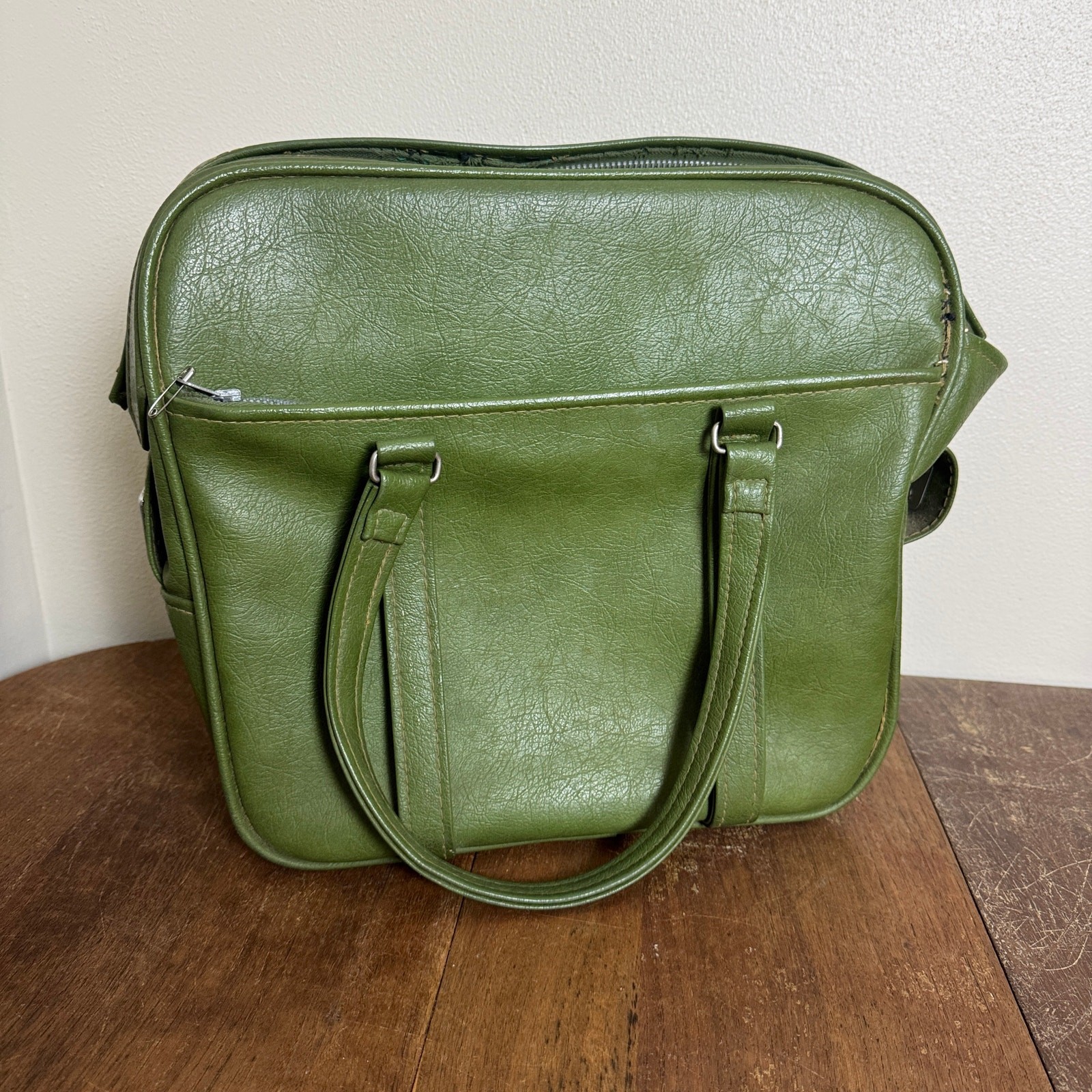 Vintage Samsonite Silhouette Denver, CO Green Zipper Carry-on Train Bag Handles