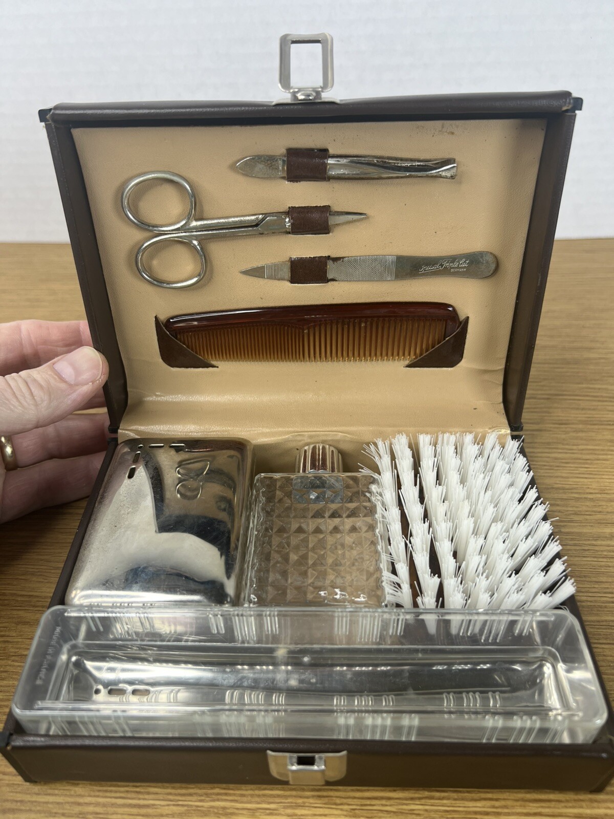 Vintage Swank Mens Travel Care Case Toiletry Case Made In France