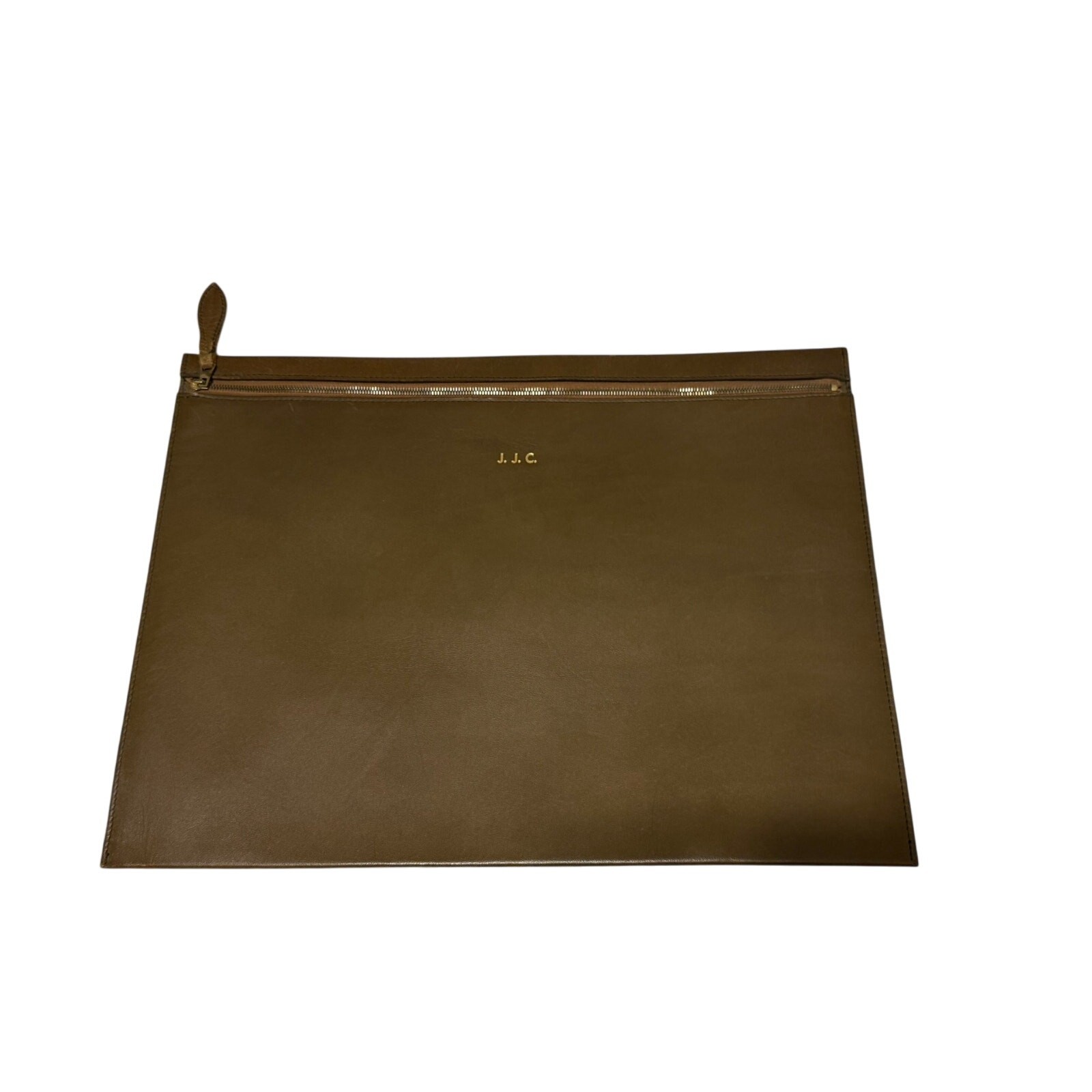Vtg Mid Century Brown Leather Travel Luggage Briefcase w/ Keys Stamped JJC