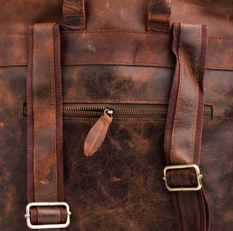 Vintage Leather Backpack, Genuine Cow Leather Travel Rucksack For Men Women Gift