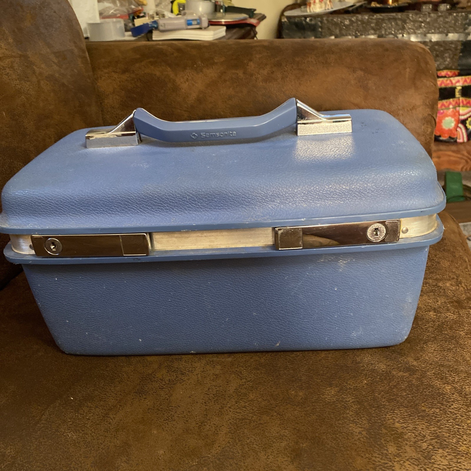 Vintage Samsonite Royal Traveler Montbello II Vanity Train Case Baby Blue No Key
