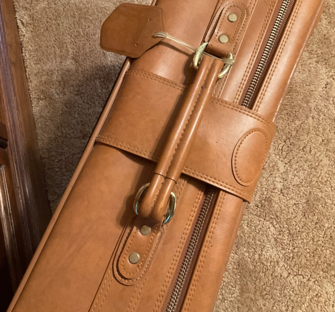 Vintage 60s Large Brown Black Verdi Knockoff Vinyl Suitcase Rollers Taiwan ROC