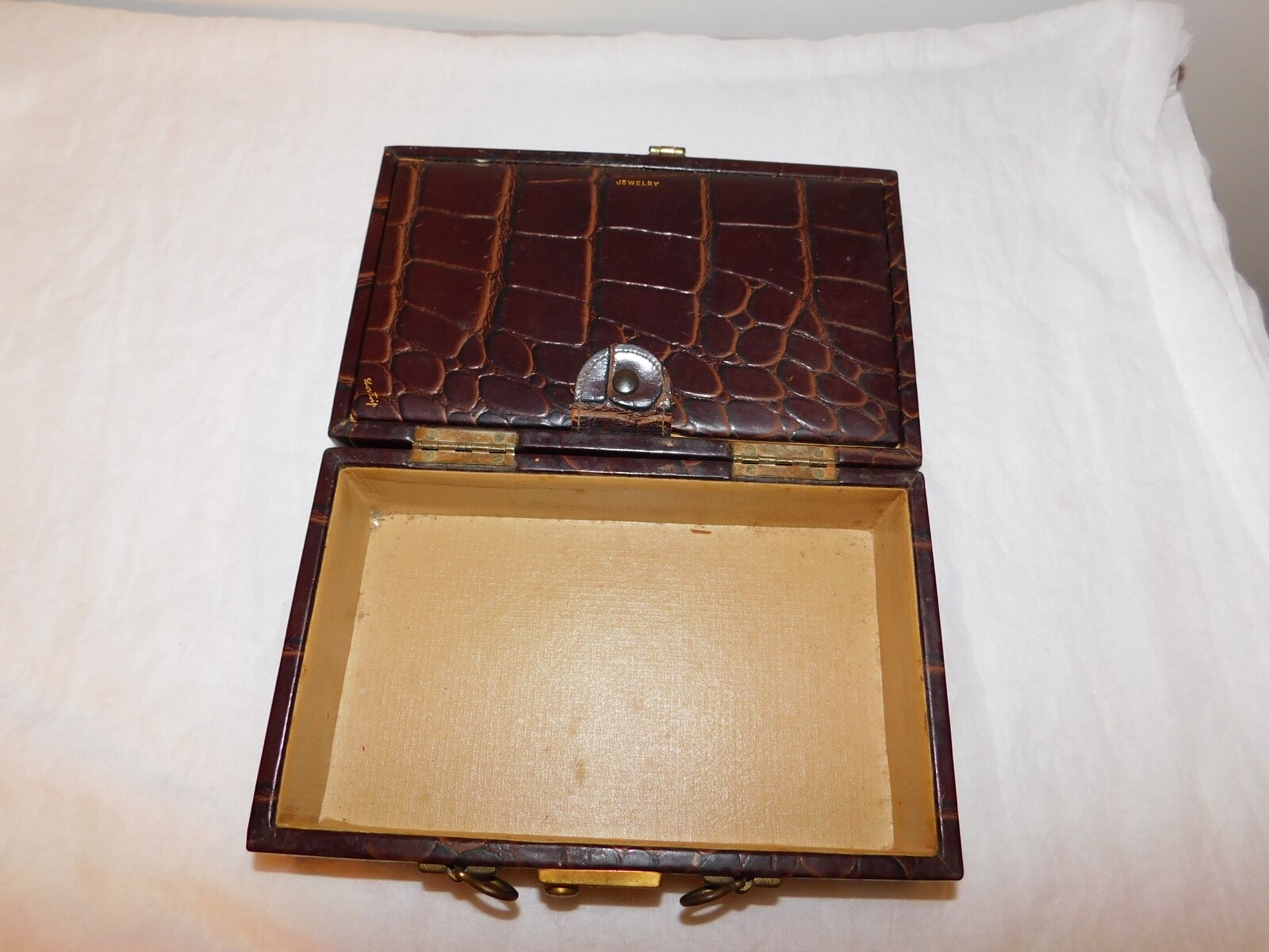 Vintage Shortrip Leather Vanity/Makeup Travel Case Top Grain Cowhide croc-look