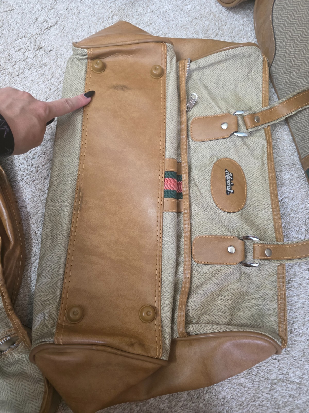 admiral vintage luggage set leather brown