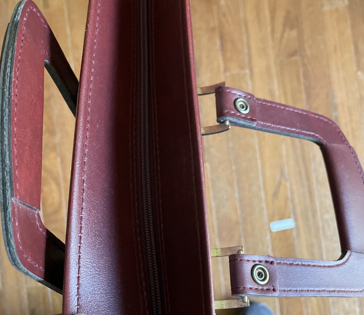 Vintage Airway Attache Case Burgundy Vinyl Zippered Double Pocket and 2 Outside
