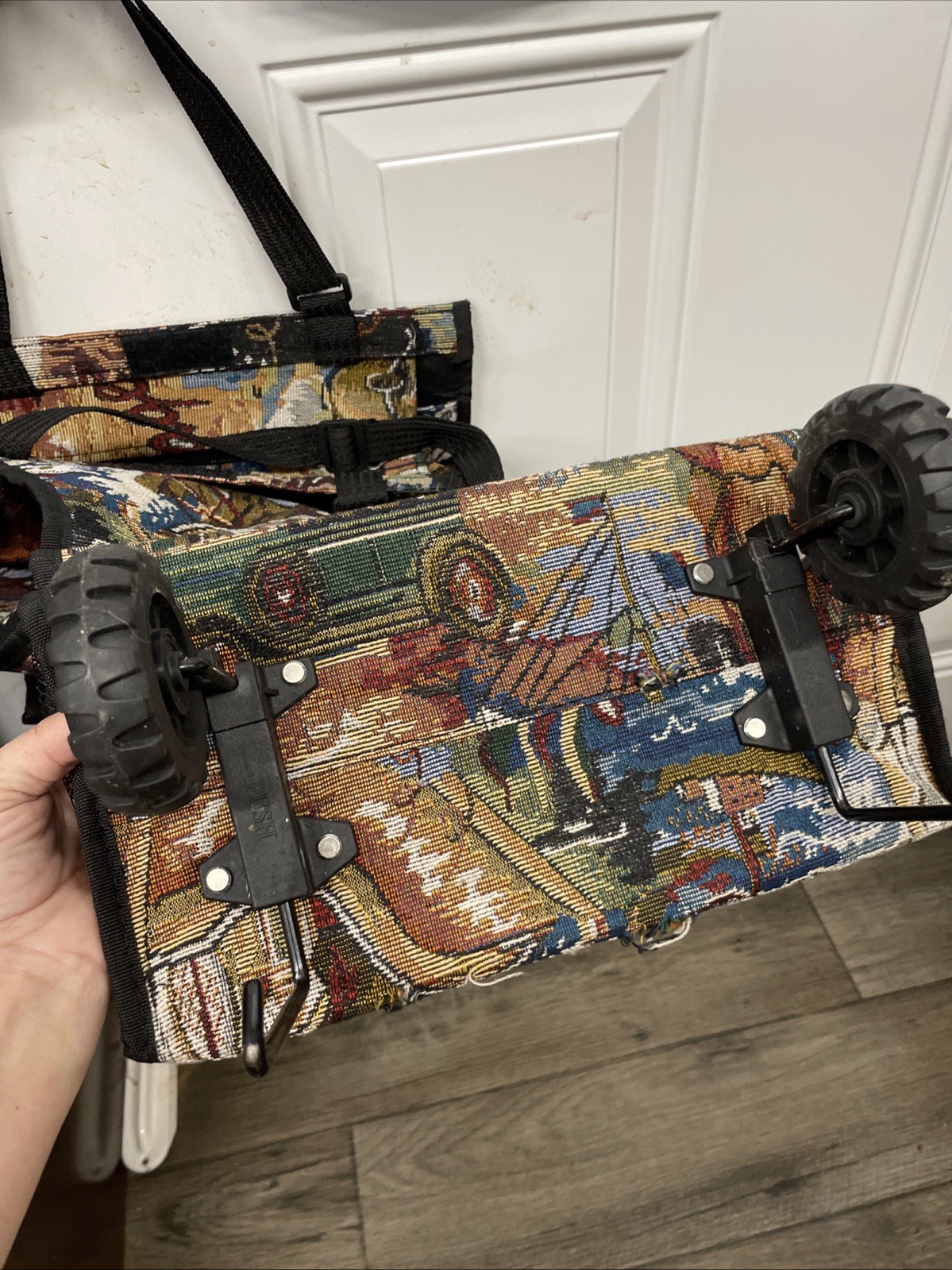 Bovano The Pier Folding Rolling Bag Canvas Tapestry Travel Vintage – READ