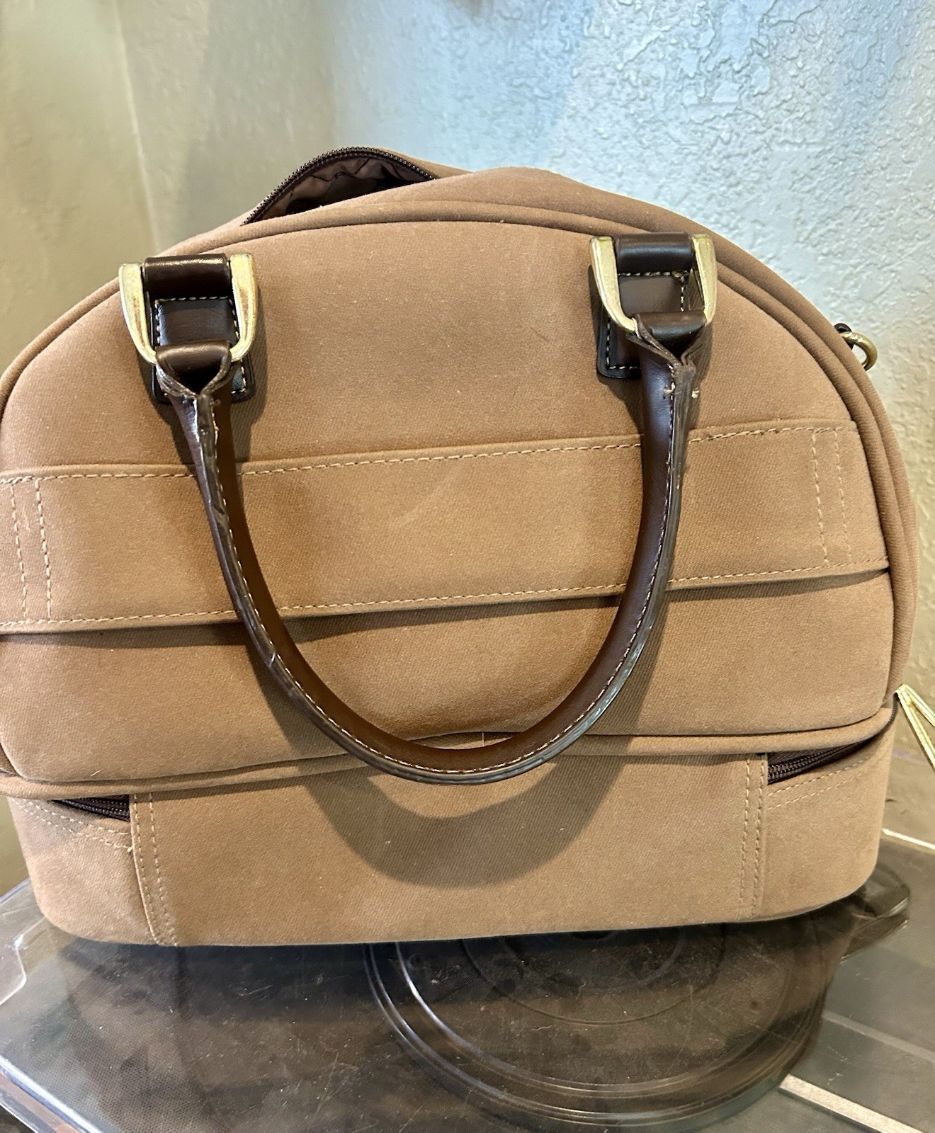 Vintage Pierre Cardin 13″ Man Made Suede Seville Travel Bag. With Strap