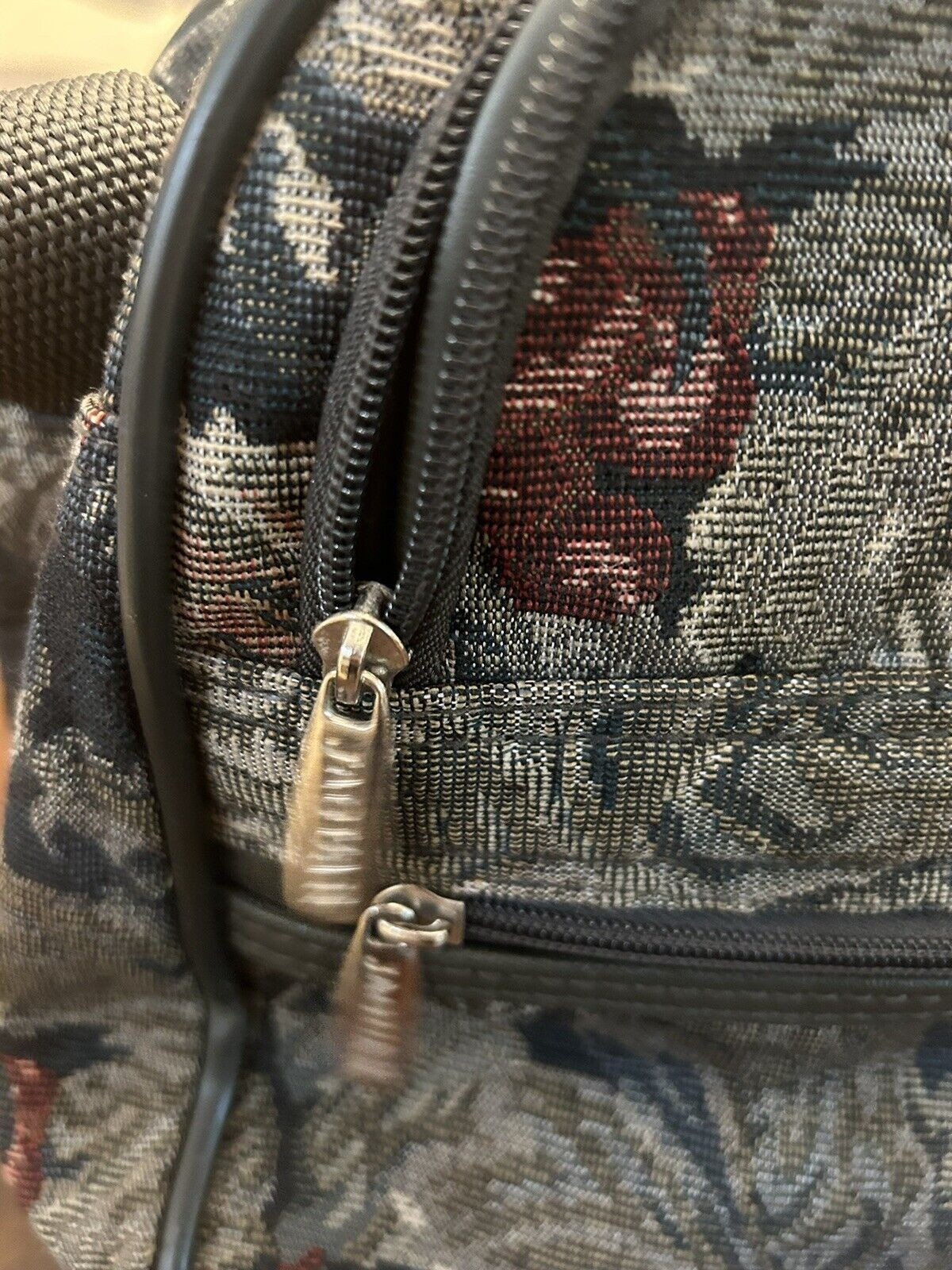 Vintage Jaguar Luggage Set Floral Tapestry Zip Travel Bags JC Penny 80’s Cottage