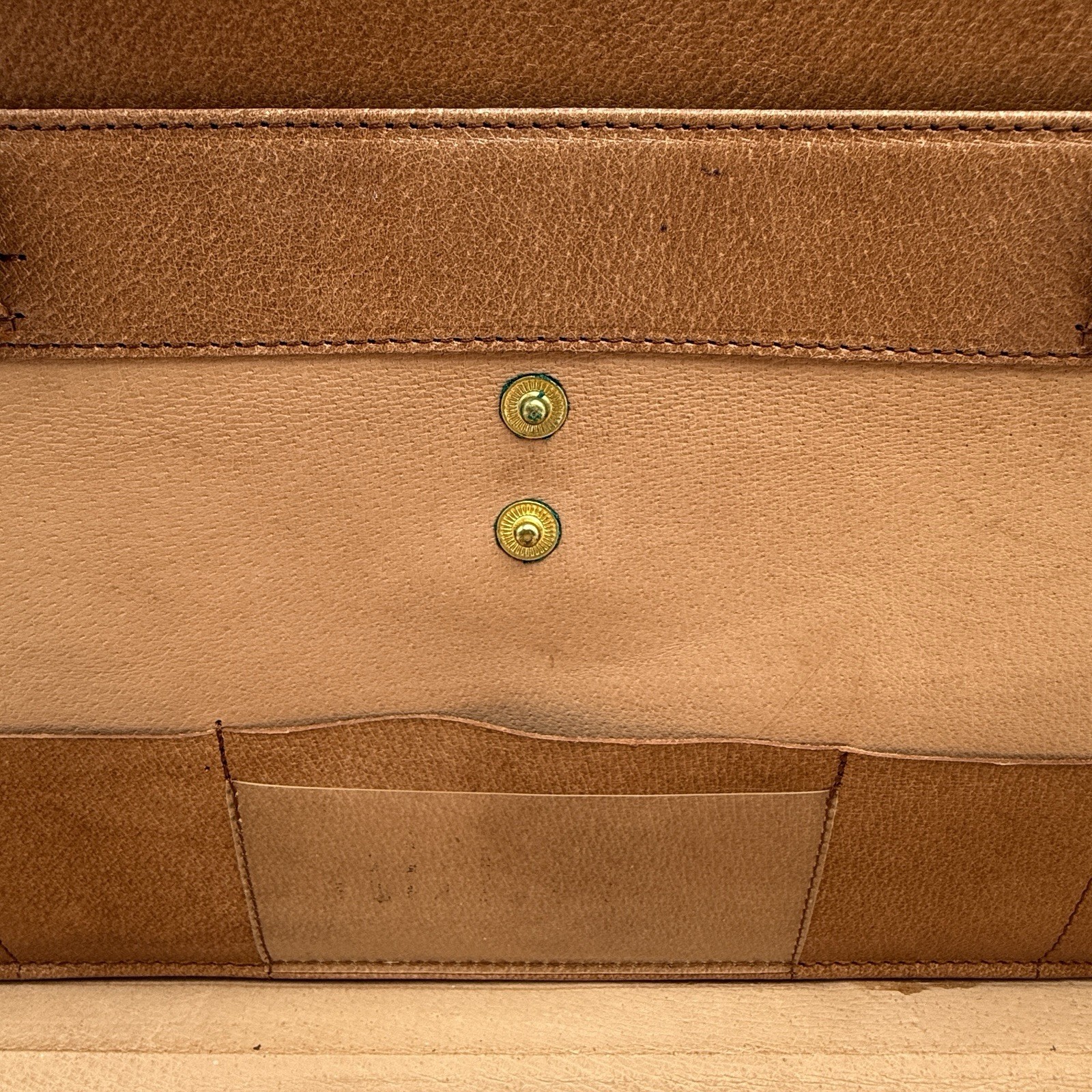 VTG Genuine Leather Hard Shell Briefcase Brown Suede Brass Romania 17.5″ EUC