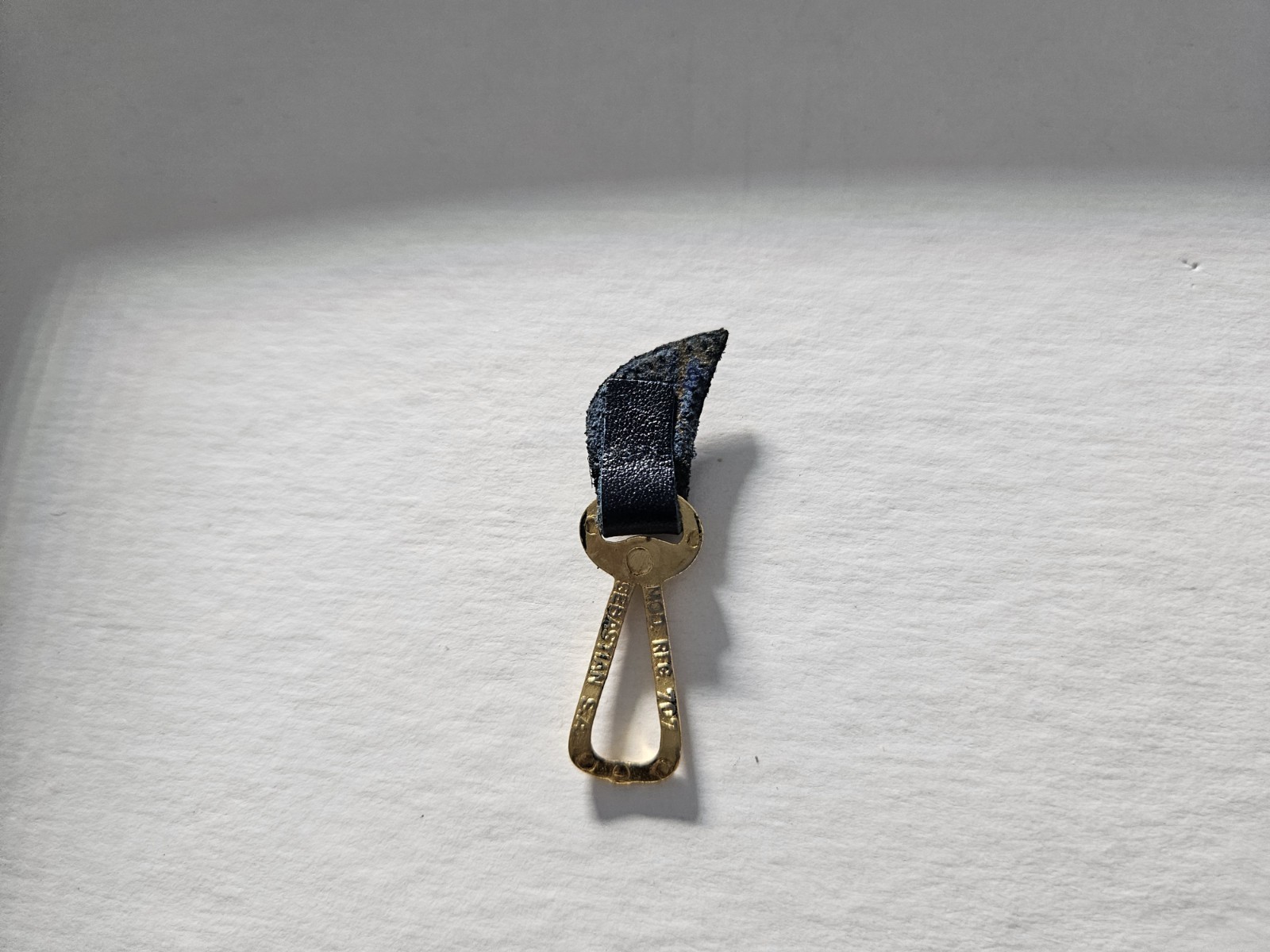 Vintage Sebastian SA MOD. REG. 707 Gold-Tone Luggage Tag on Black Leather Strap