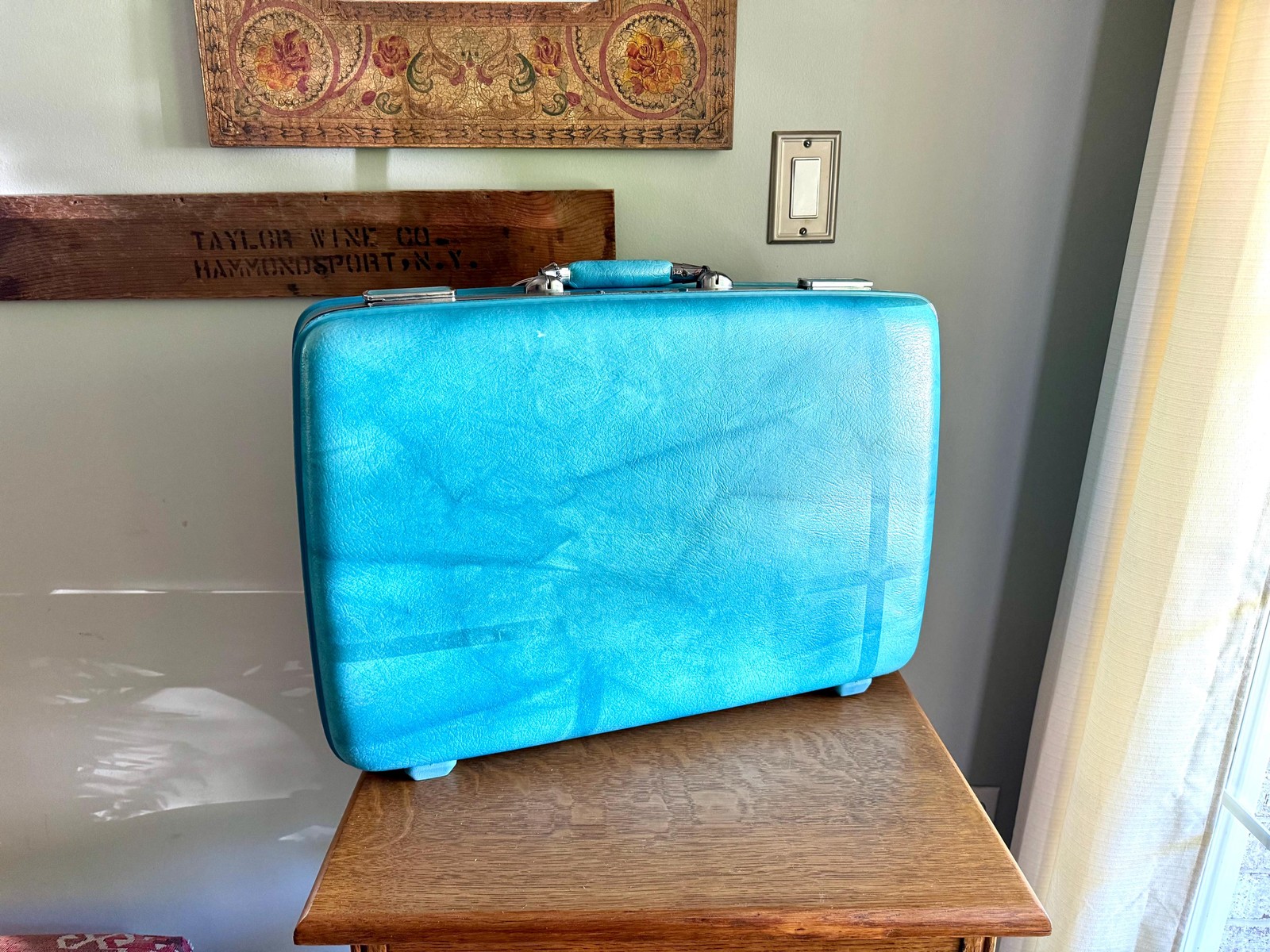 Vtg American Tourister Turquoise Marbled Luggage | American Tourister Suitcase